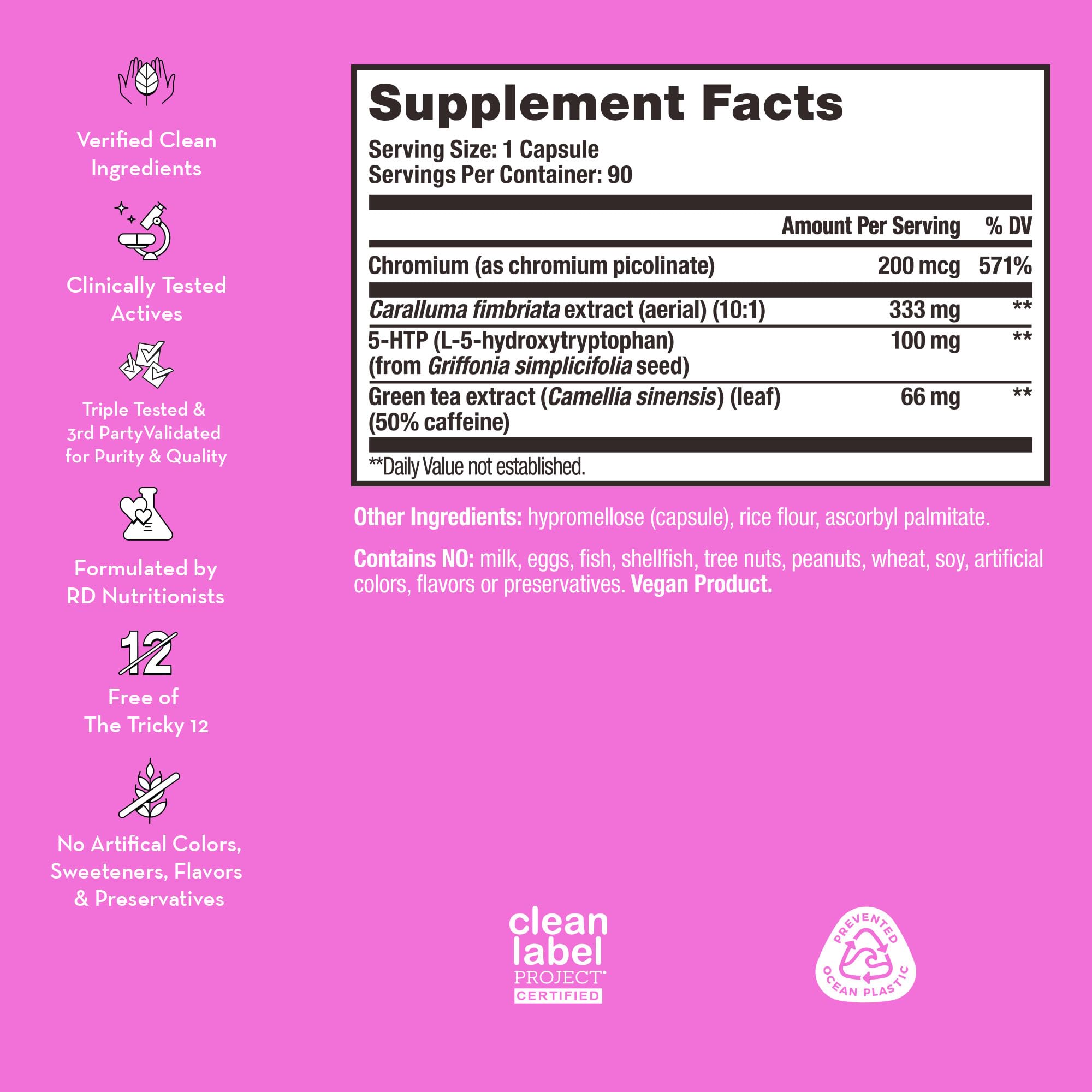 Hum Skinny Bird: caja promocional destacando fórmula 5-HTP, té verde y caralluma.