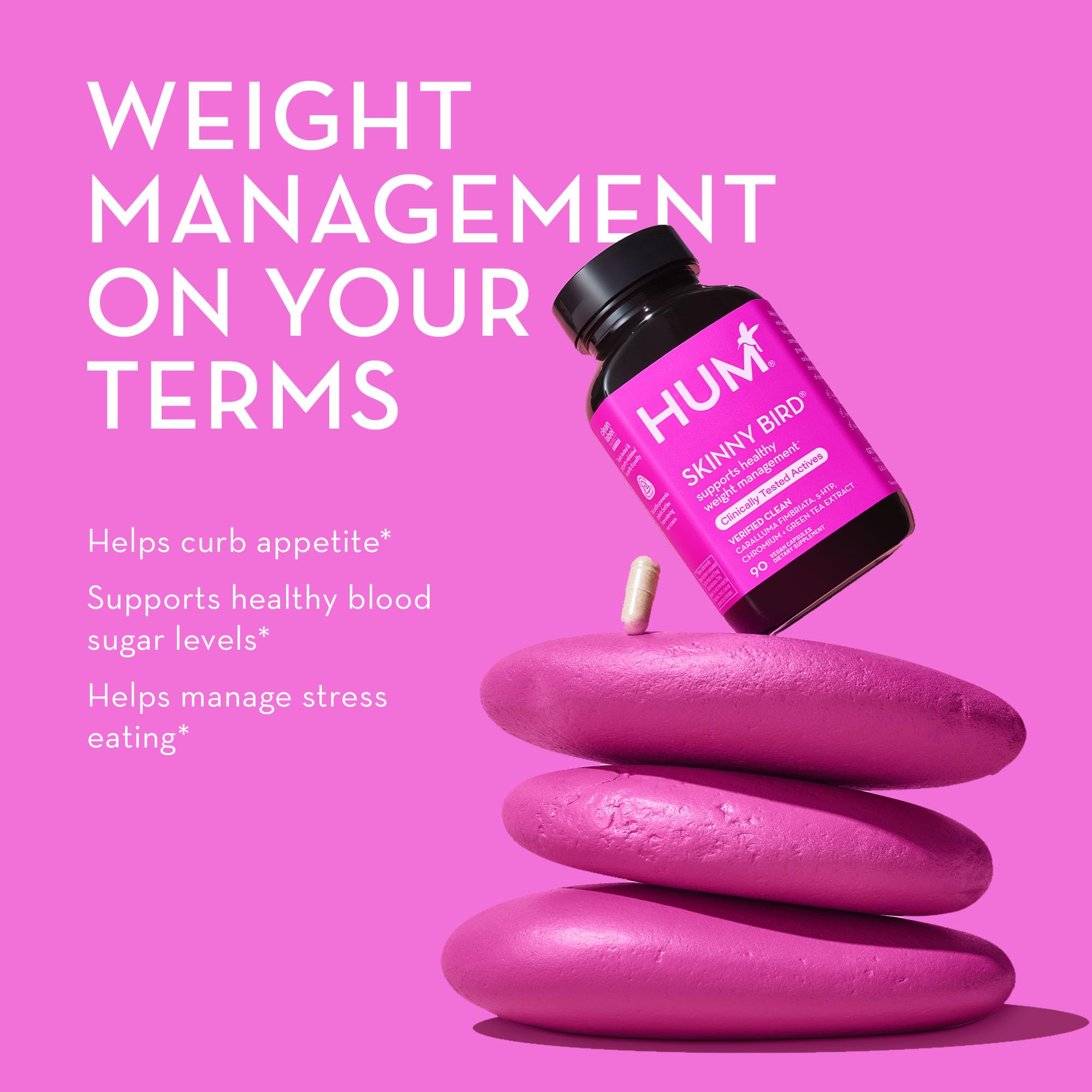 Hum Skinny Bird: cápsulas de caralluma fimbriata para apoyo al control de antojos.