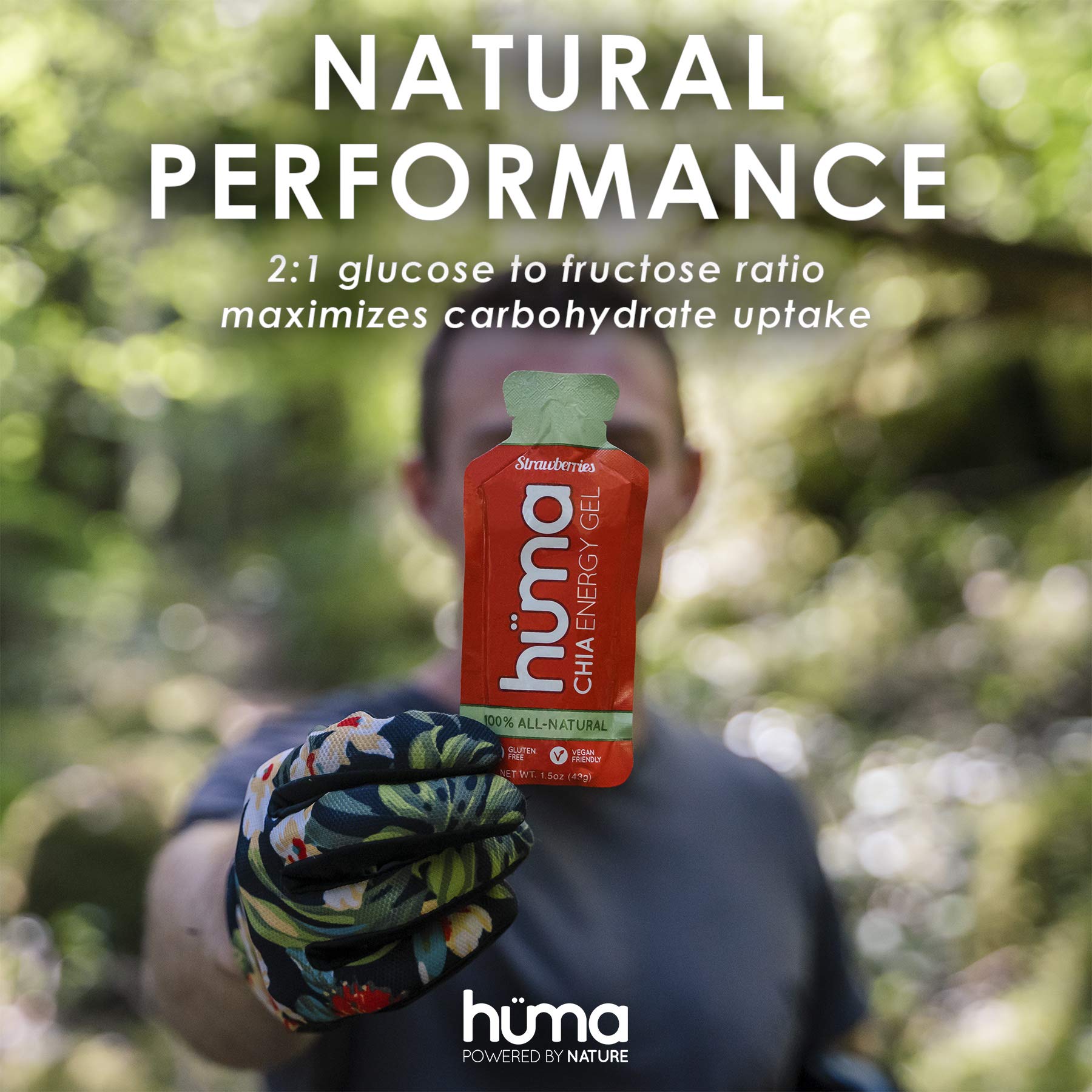 HÜMA CHIA ENERGY GEL sin cafeína, pensado para ejercicios prolongados.