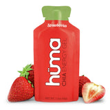 HÜMA CHIA ENERGY GEL fresa en envase, energía sostenida para entrenamientos.