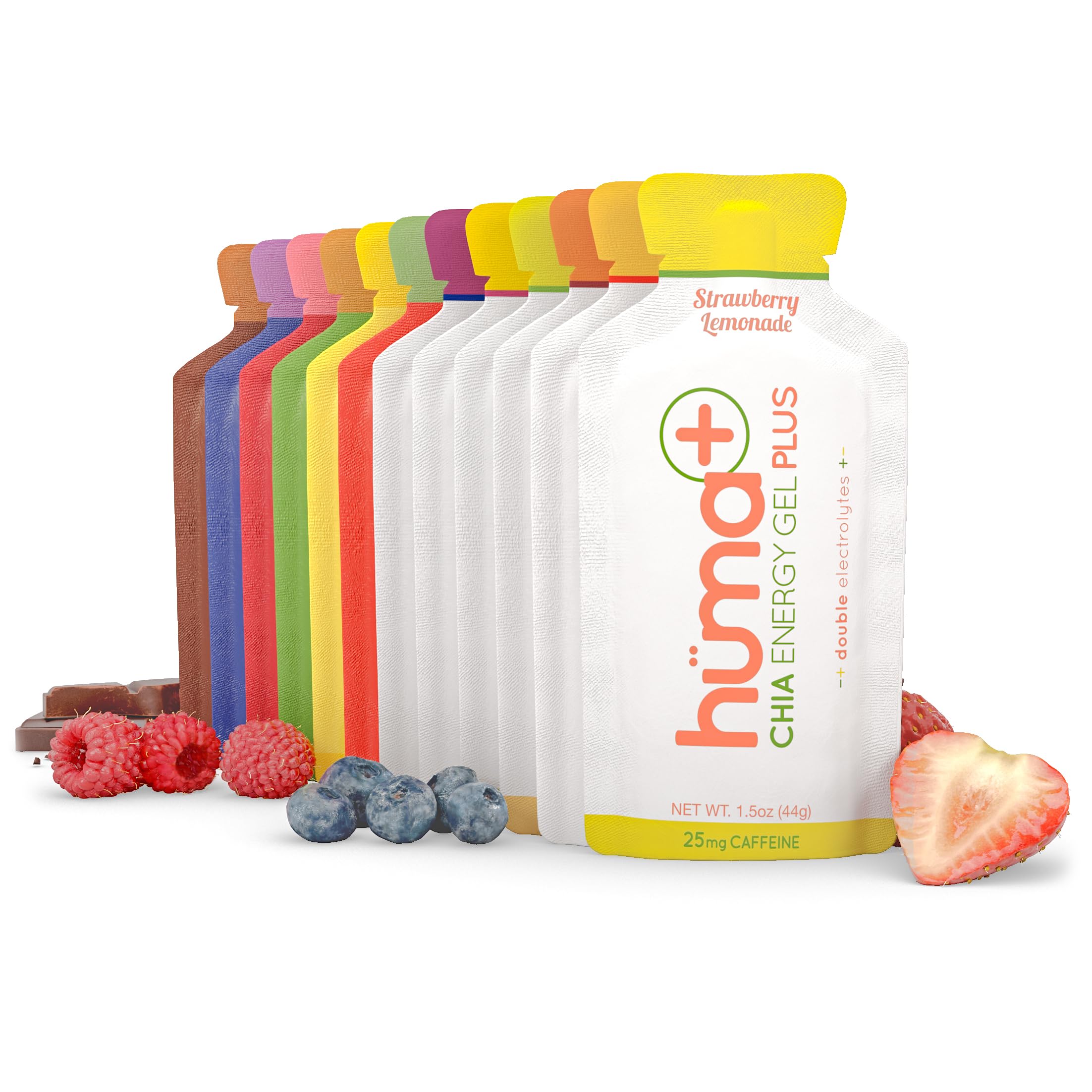 Gel de energía con chía original de HÜMA, en pack, para entrenamientos prolongados.