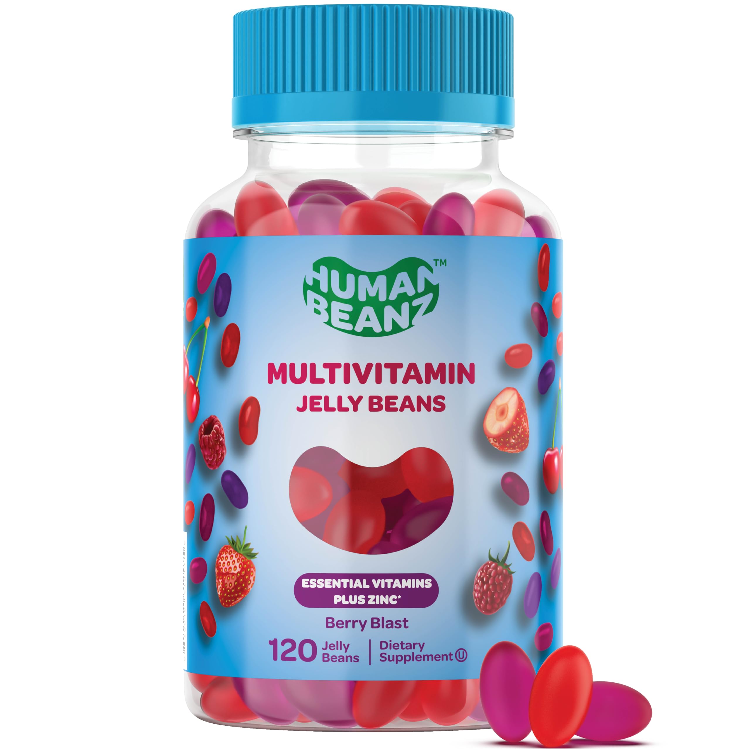 Human Beanz gominolas sabor frambuesa para un impulso diario de vitaminas.