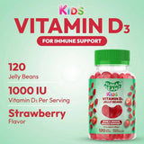 Human Beanz gomitas Vitamina D3, niño sonriendo, dosis diaria fácil y agradable.