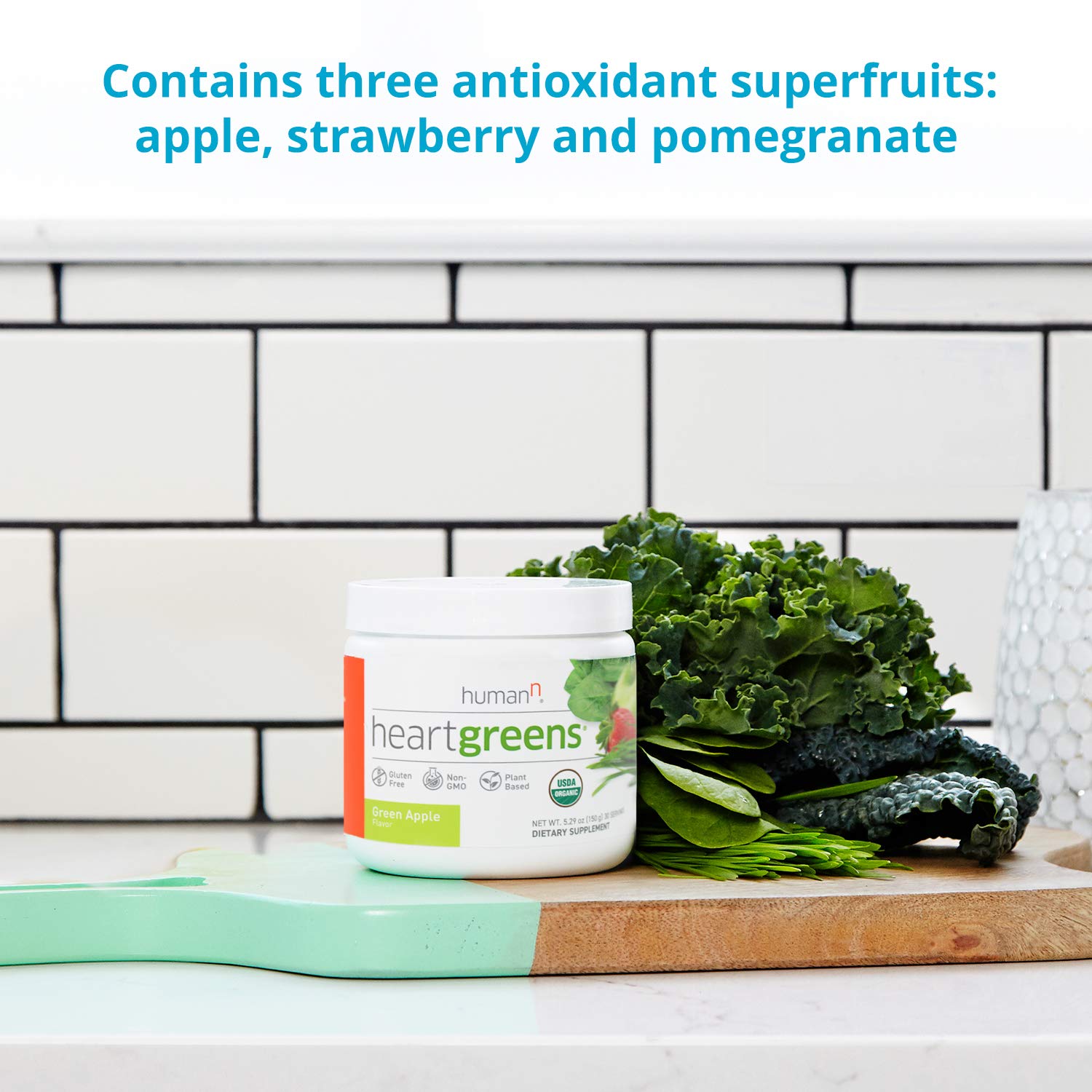 Humann HeartGreens: sabor manzana verde para batidos más sabrosos.