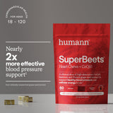 Humann SuperBeets Heart Chews: primer plano de polvo de remolacha, sabor natural.