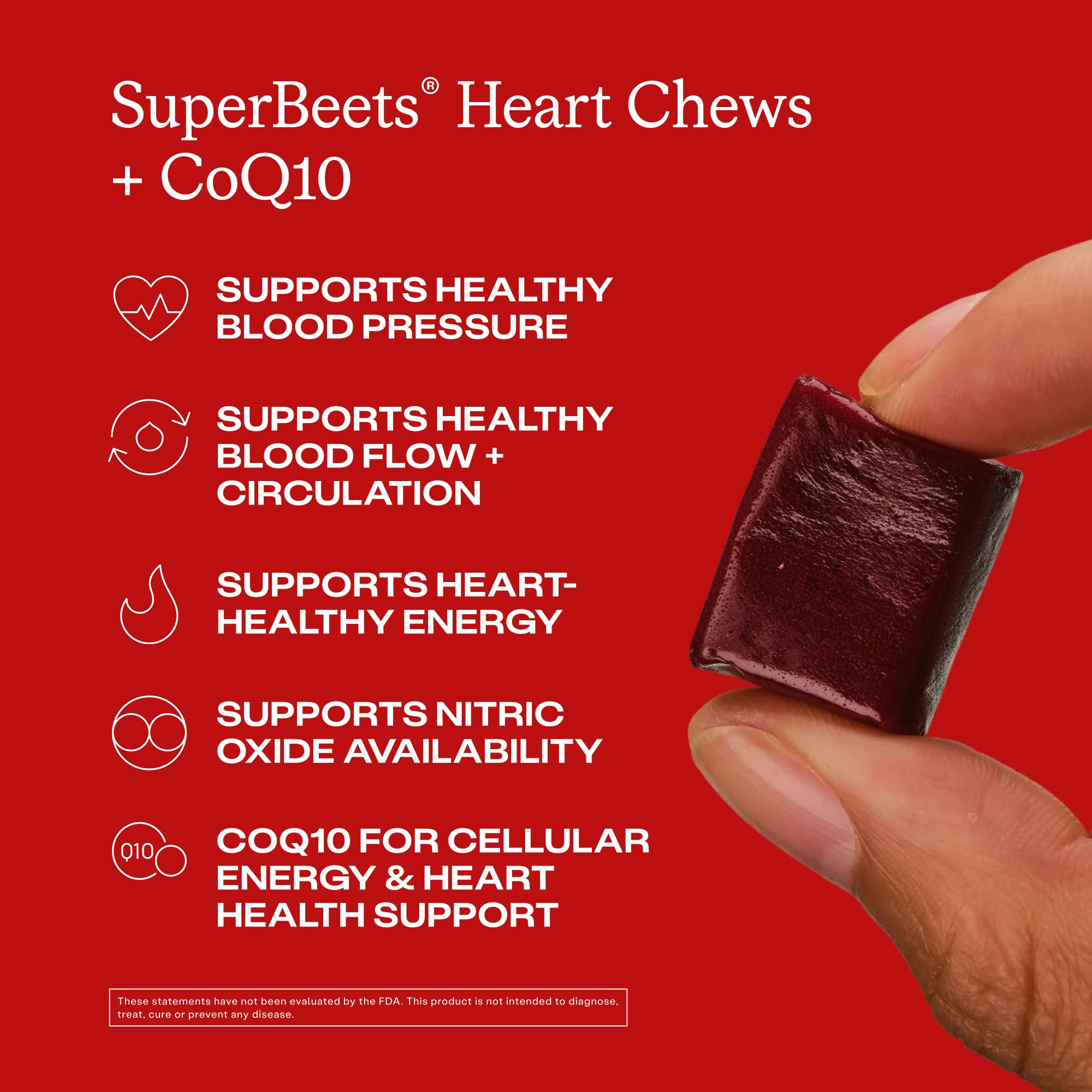 Humann SuperBeets Heart Chews: porción con 500 mg de remolacha en polvo.