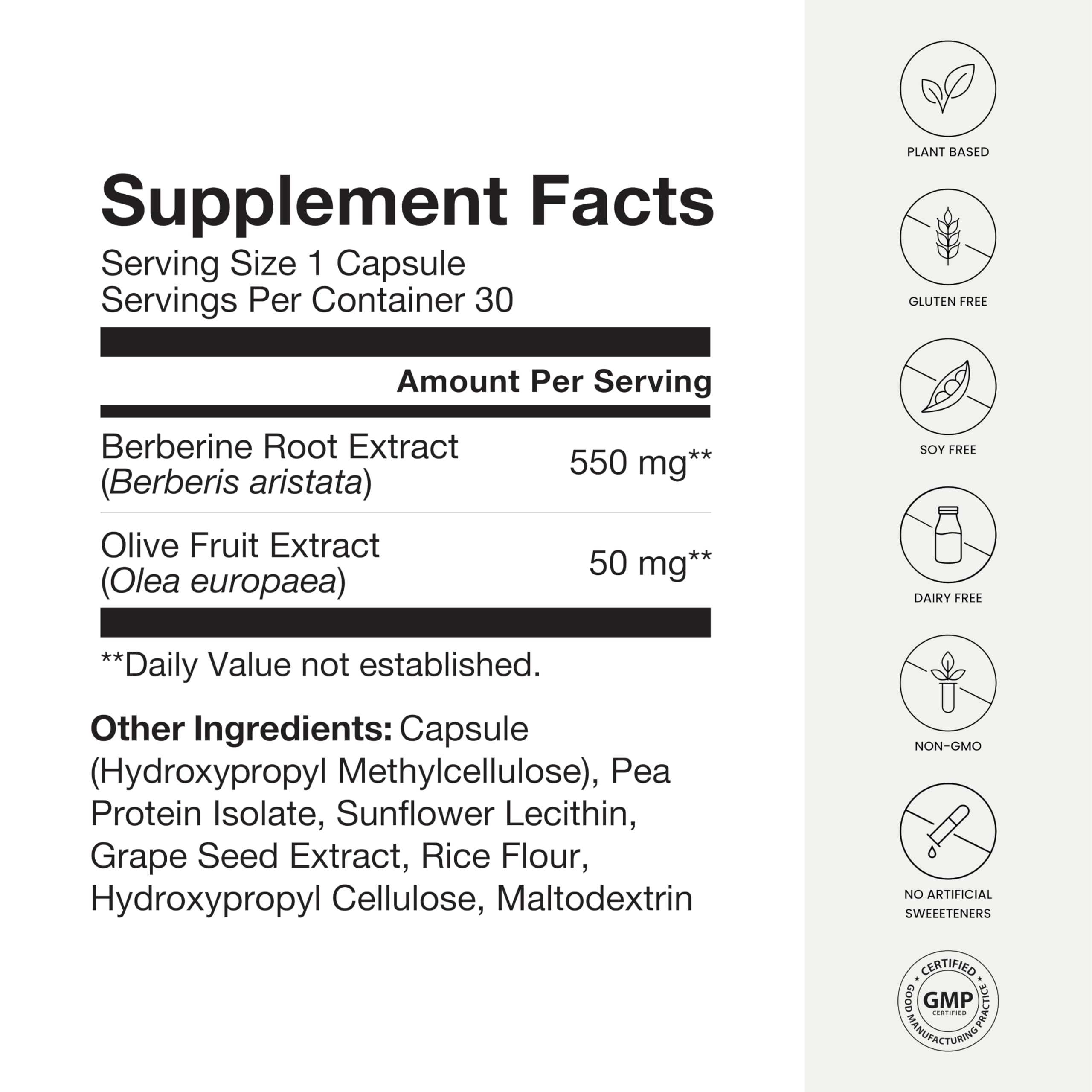 Humann SuperBerine: ingredientes clave como berberina, olivo y uva para bienestar
