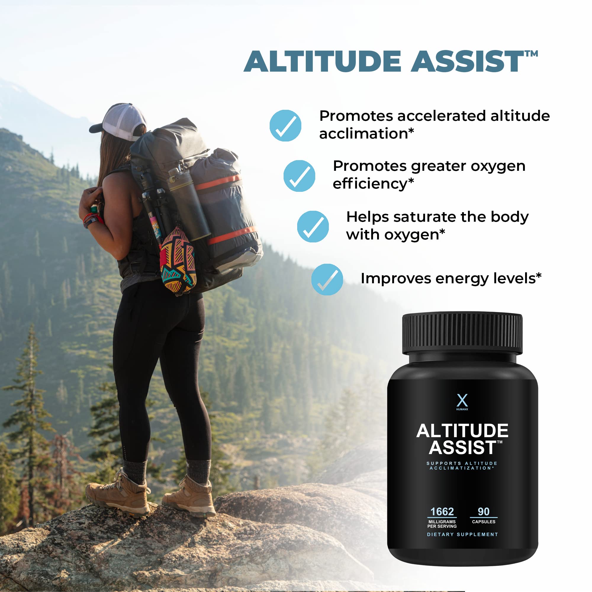 HUMANX Altitude Assist, botella frontal para consulta rápida durante actividades.