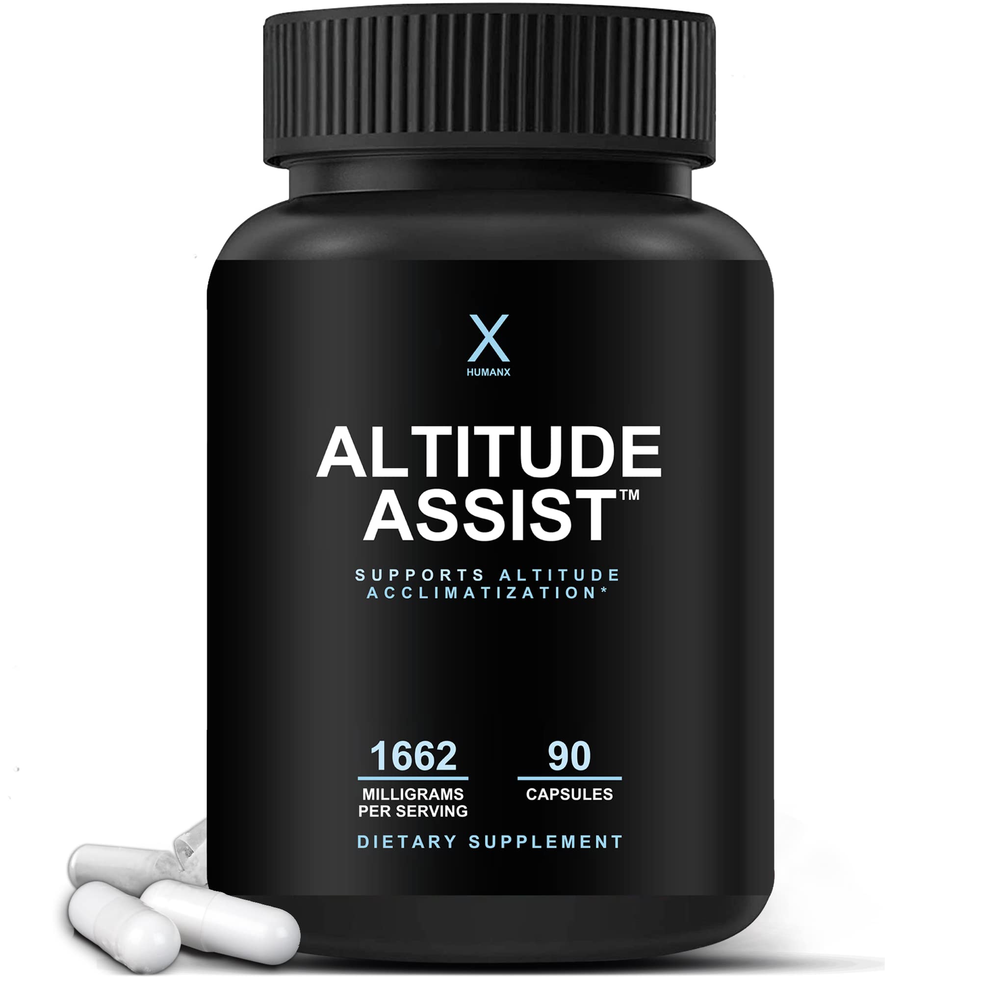 HUMANX Altitude Assist, botella visible para aclimatación en deportes de montaña.