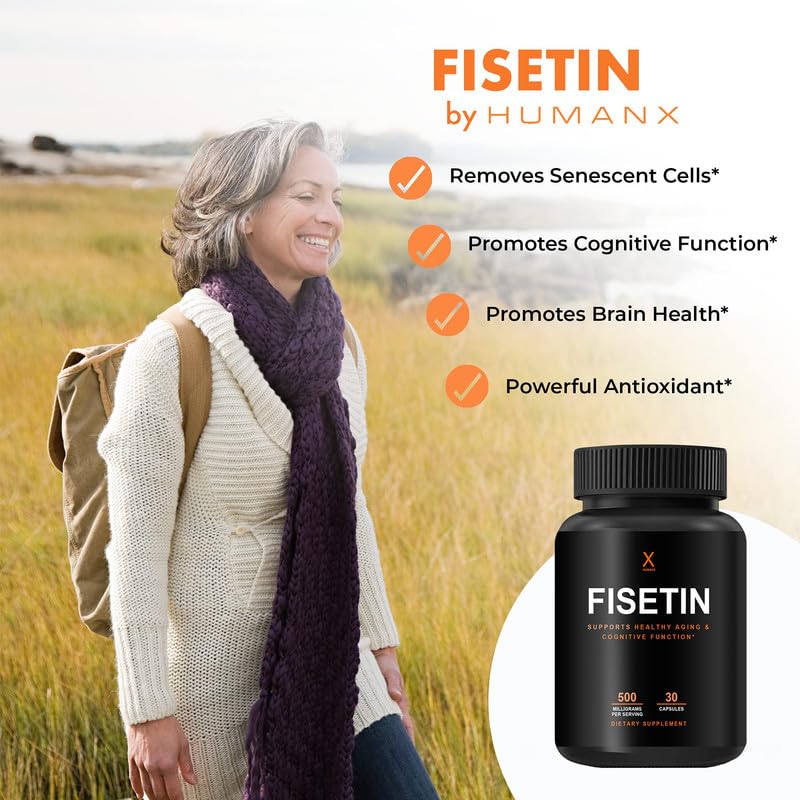 HUMANX Fisetina 500mg folleto informativo para uso diario.