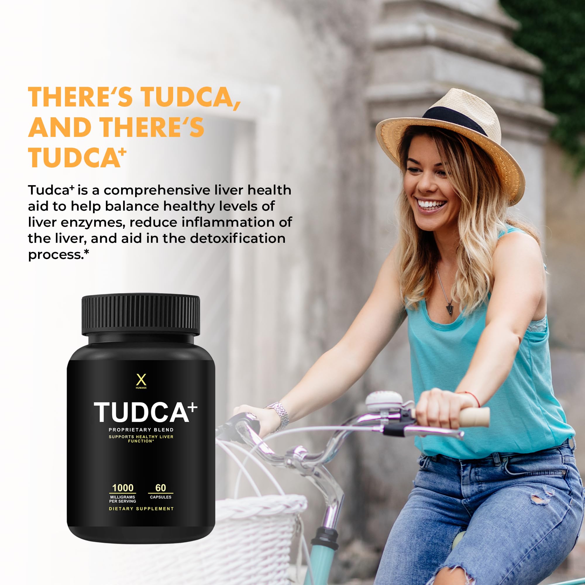 HUMANX Tudca+ cápsulas suaves, fáciles de tragar para uso diario.