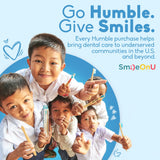 Tabletas dentales Humble Co, empaque de cartón reciclable reduce residuos.