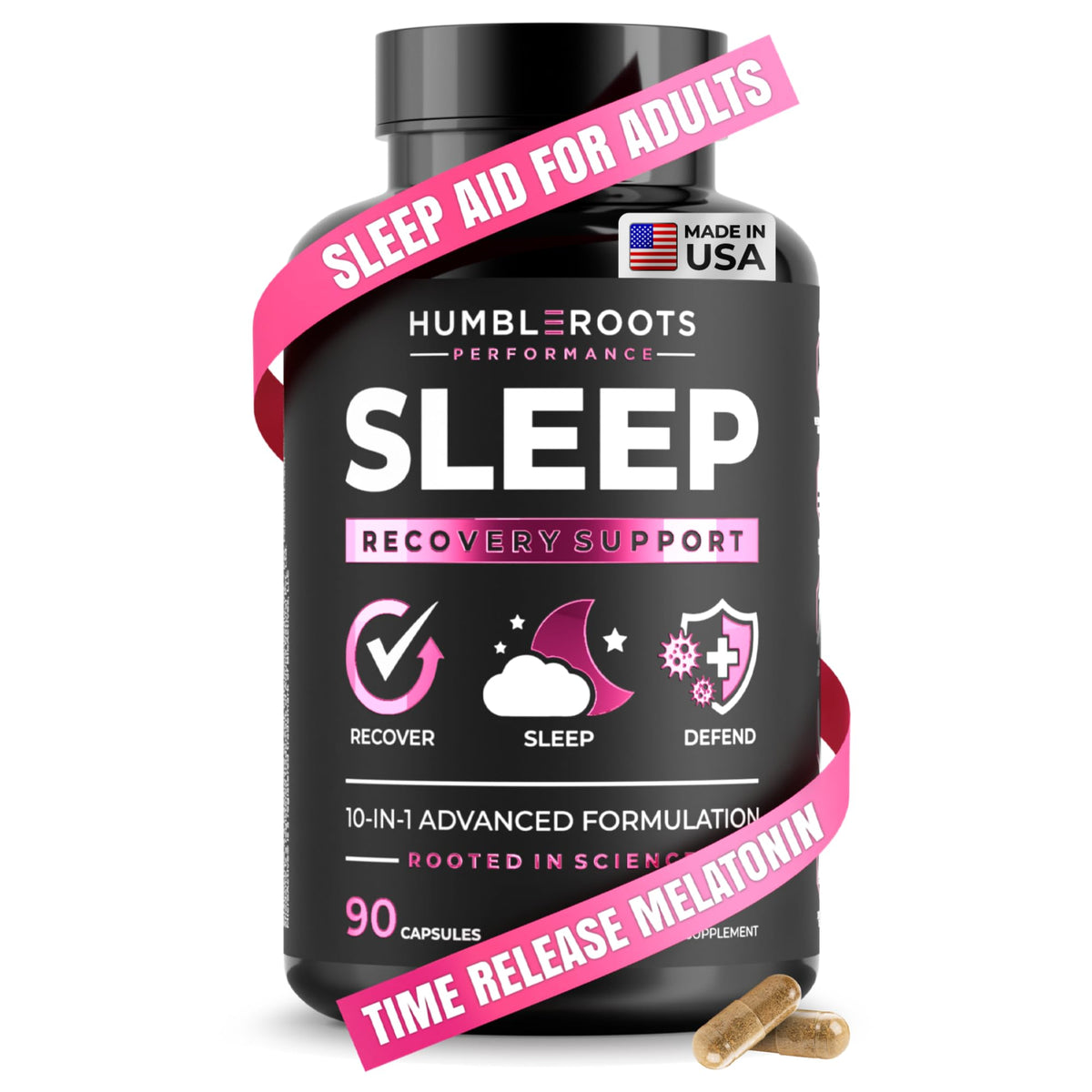 HUMBLEROOTS PERFORMANCE Sleep: botella de melatonina de liberación extendida para dormir mejor
