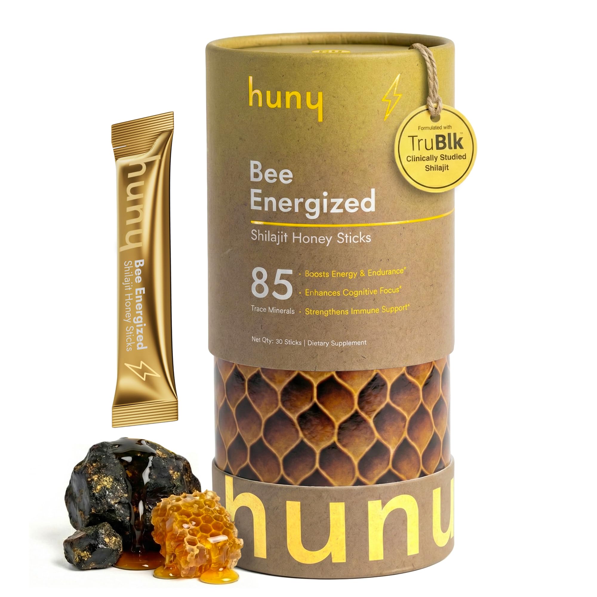 HUNY palitos de miel con Shilajit energizantes para el día