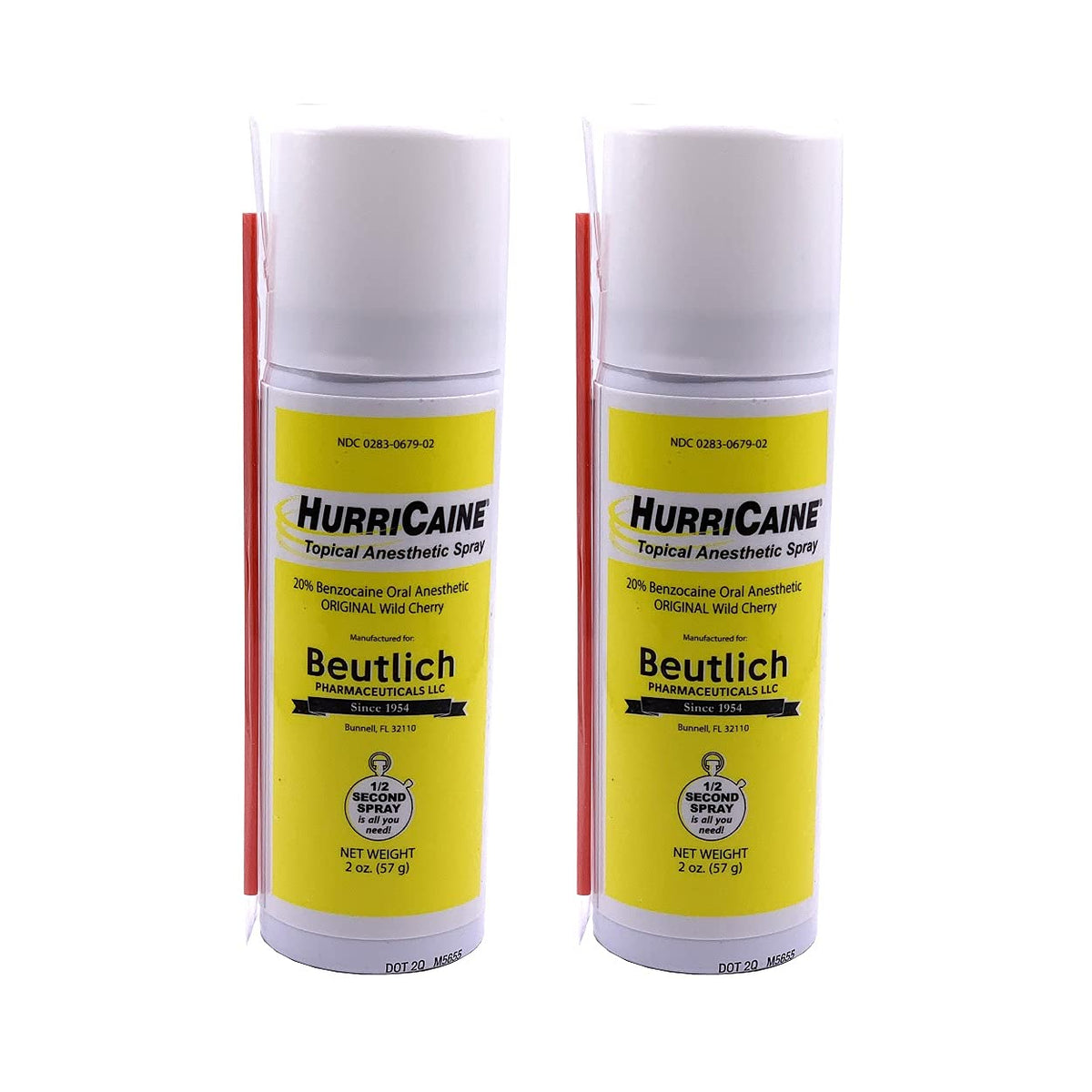 HurriCaine spray anestésico tópico de 2 onzas, aroma cereza silvestre para uso rápido.