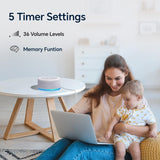 Con 5 temporizadores, Hushing facilita dormir sin distracciones.