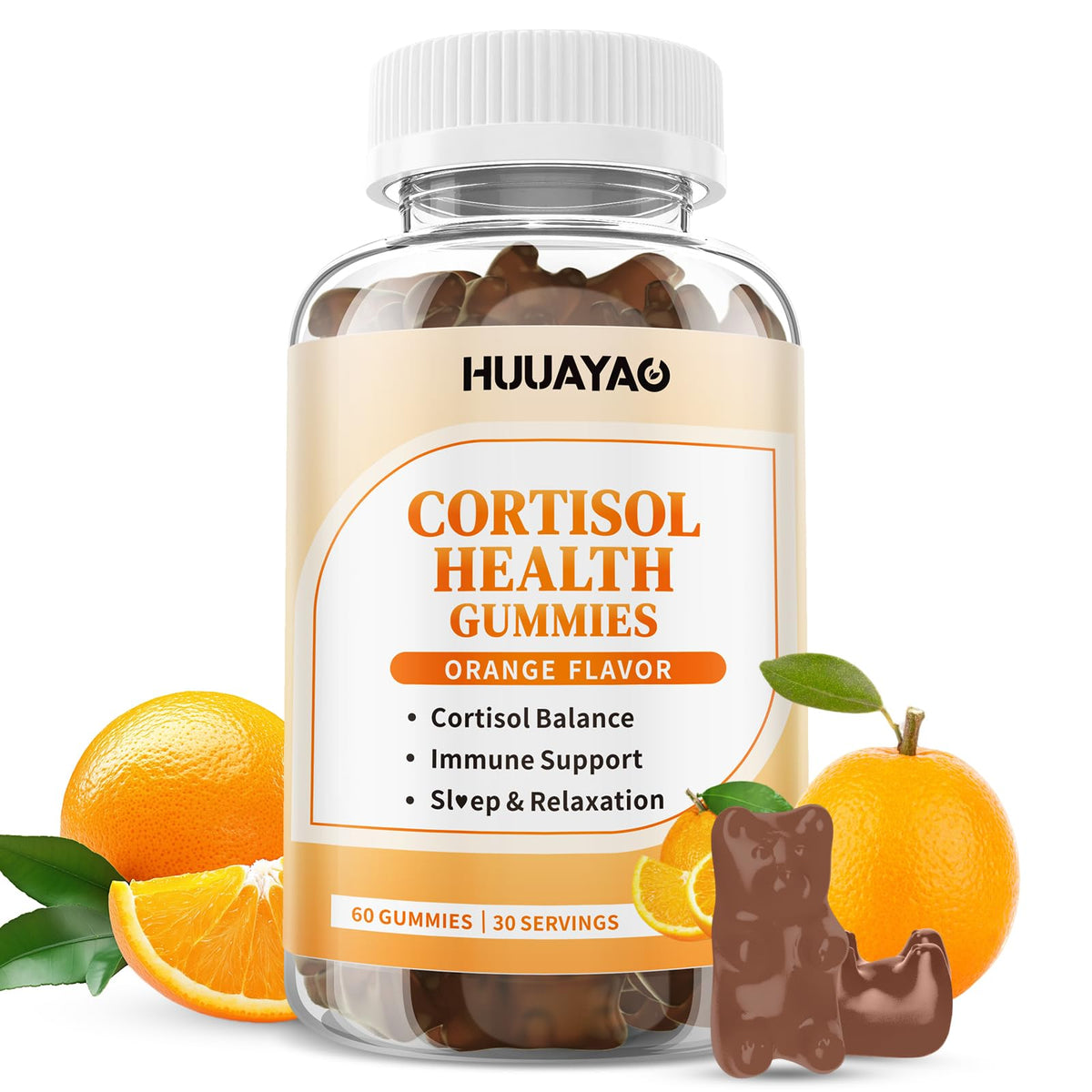 Gomitas cortisol HUUAYAO frasco práctico para relajación diaria