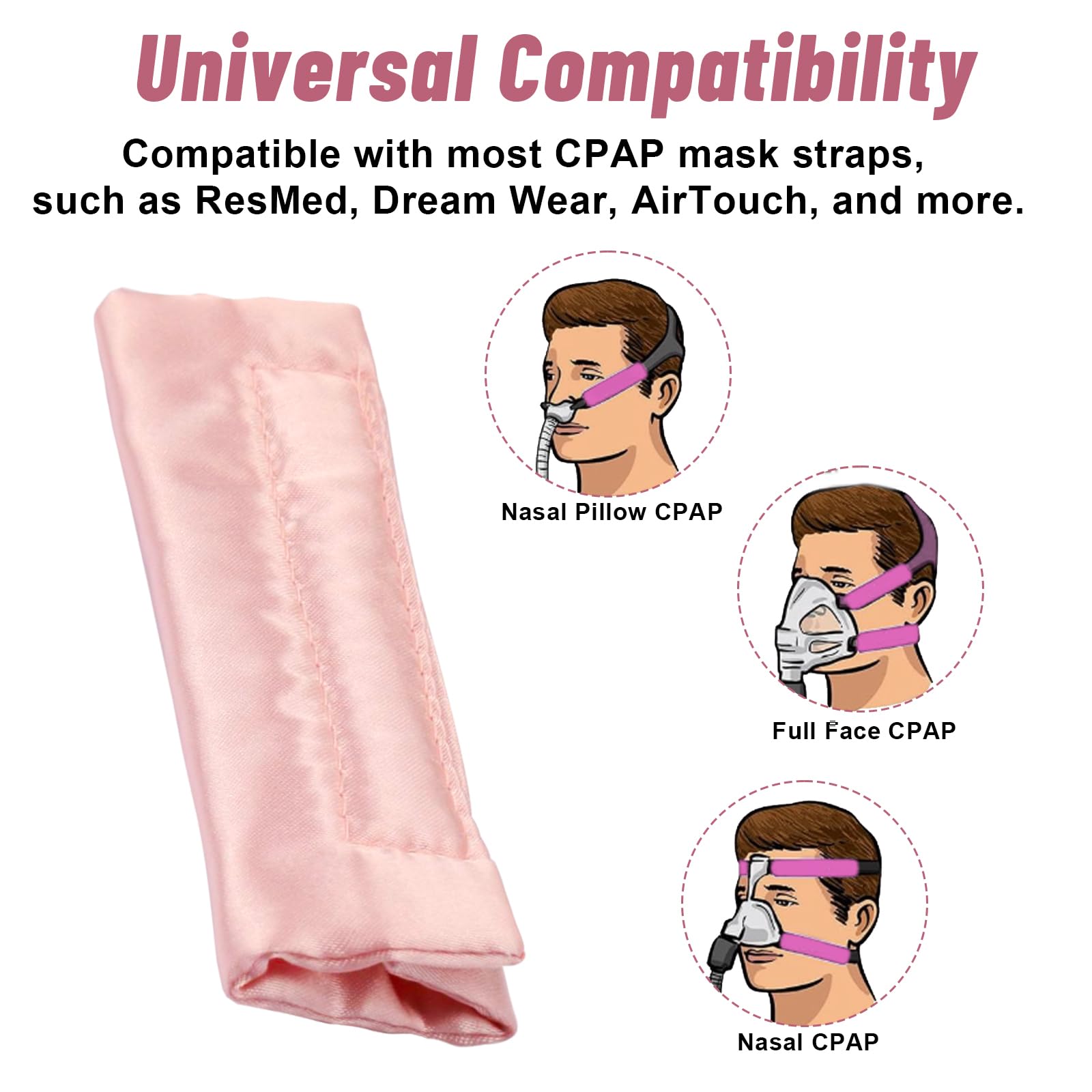 Cober toras para correas CPAP satinadas HWEIUA, rosa, reducción de marcas