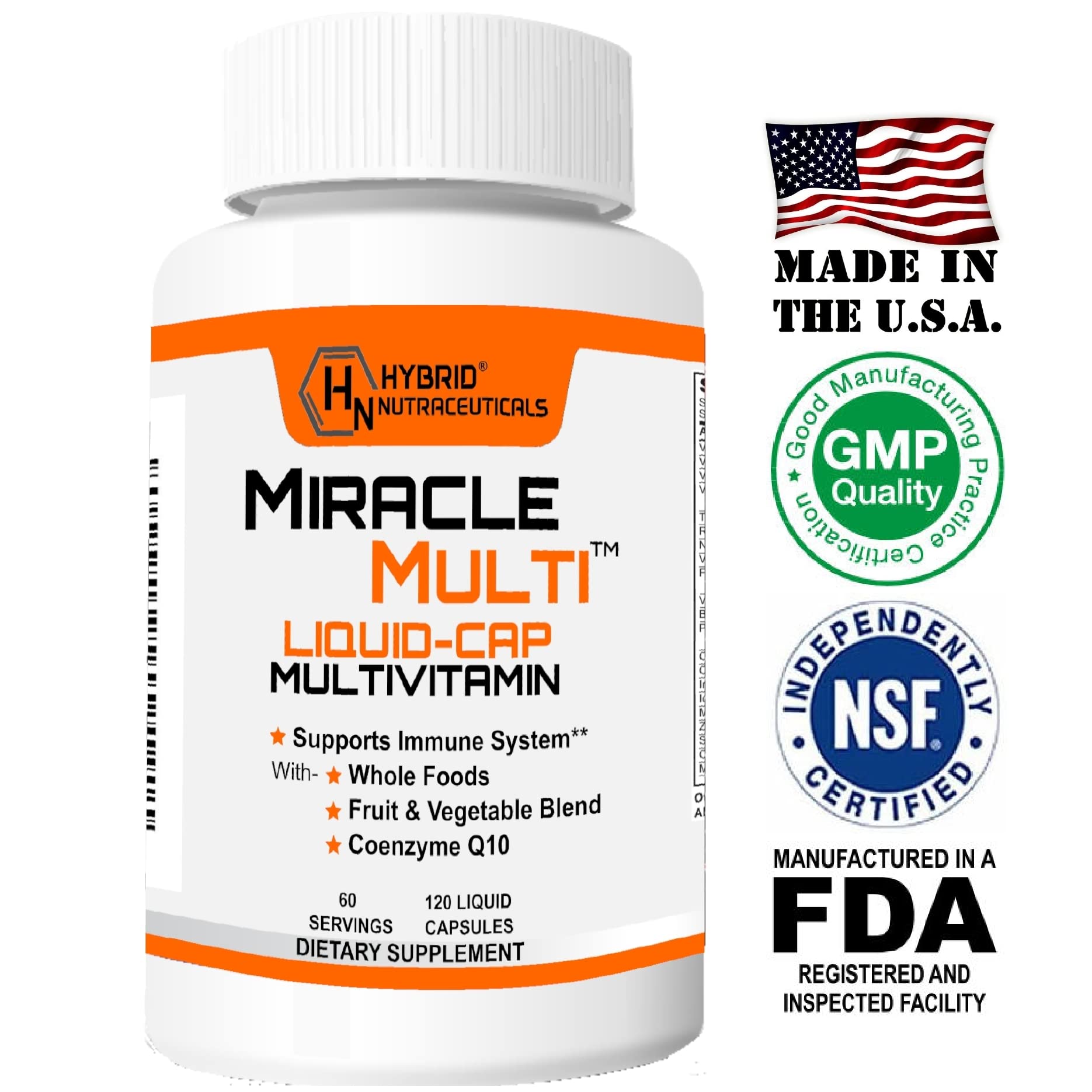 MiracleMulti de Hybrid Nutraceuticals: cápsulas de color claro para dosis fácil.