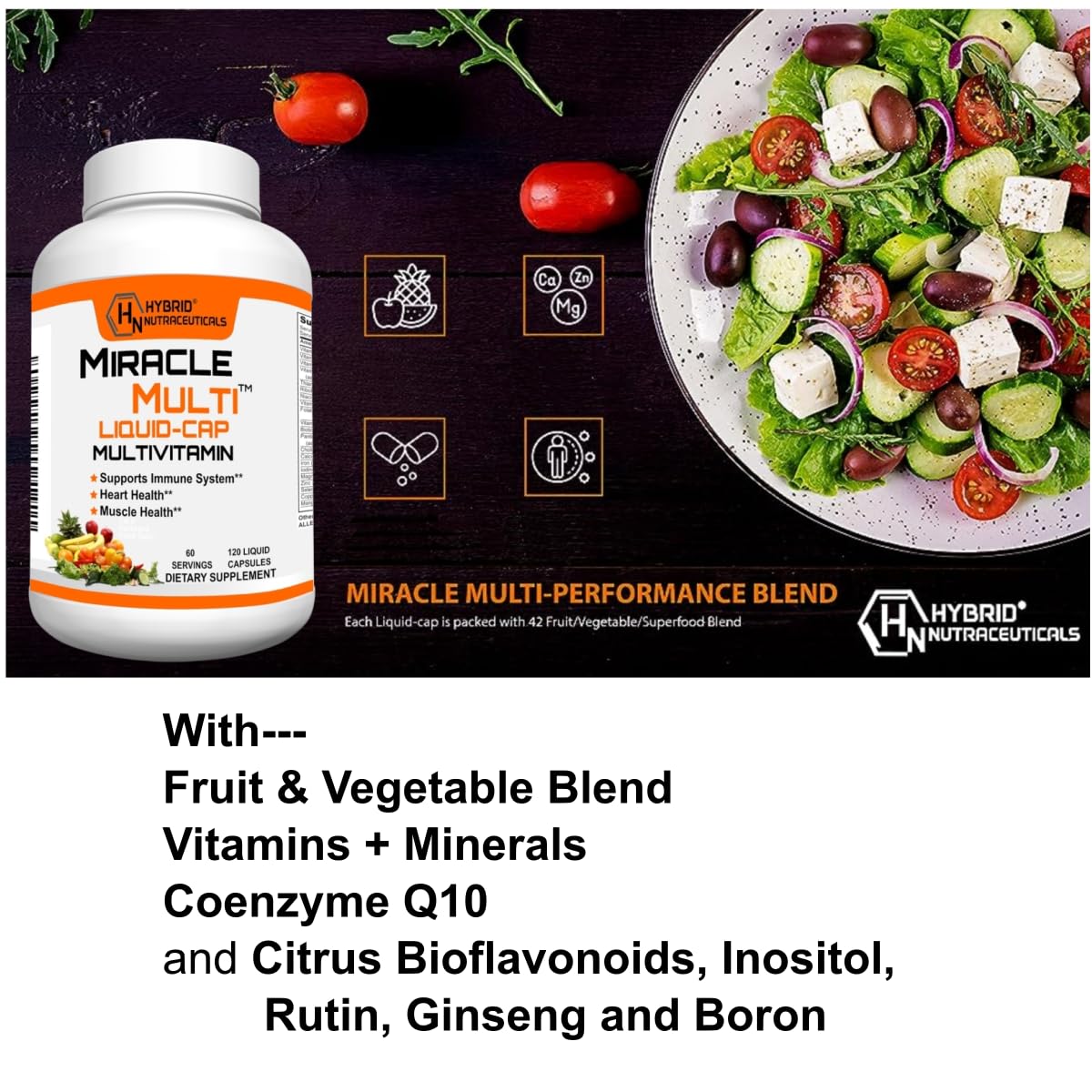 MiracleMulti de Hybrid Nutraceuticals: toma diaria para energía respaldada.