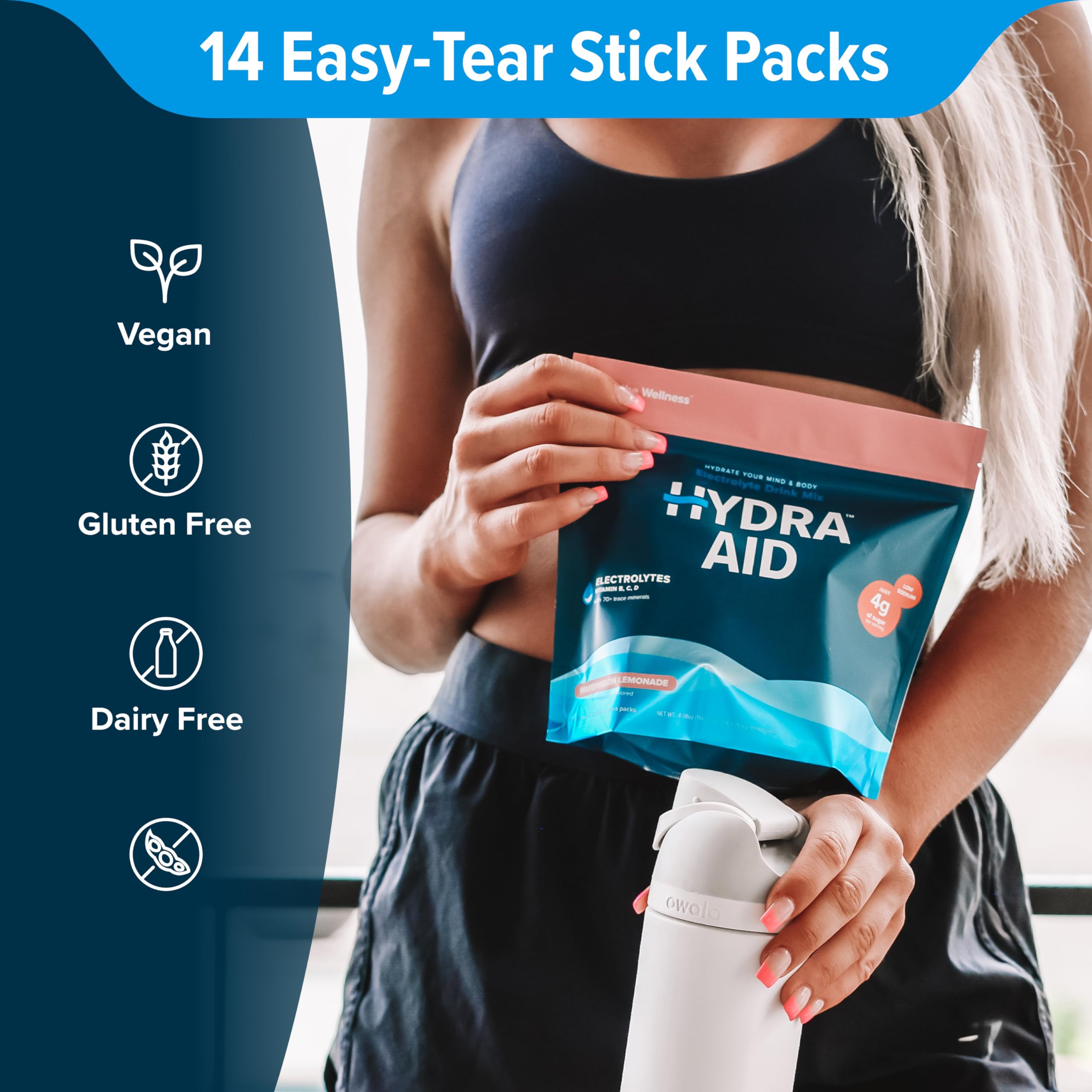 HYDRA AID etiqueta natural: vegano, sin organismos modificados y sin gluten