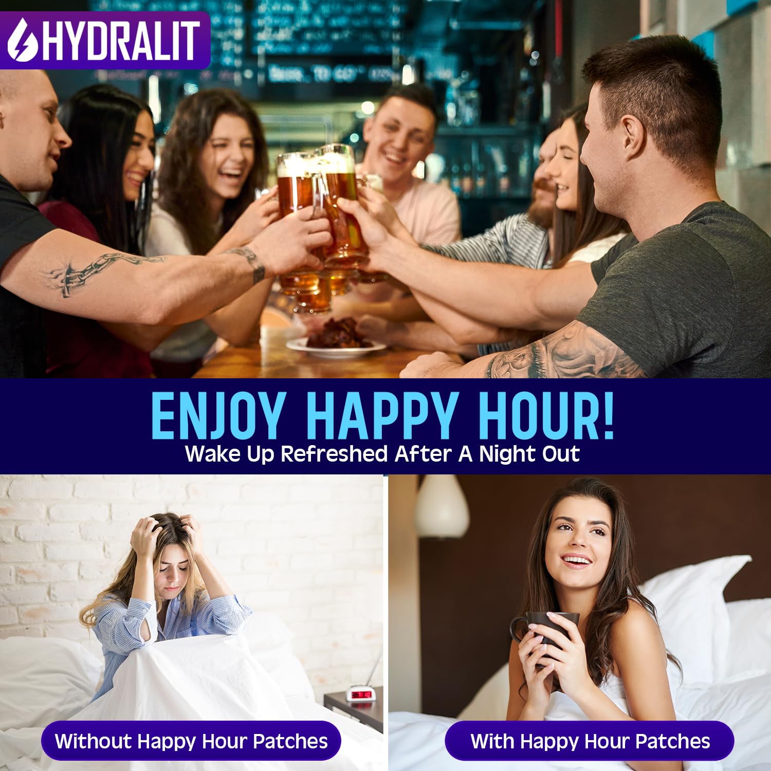 Hydralit Happy Hour parche de larga duración para recuperación tras beber.