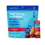 HYDRANT sobres hidratación Fruta Punch, útil para rehidratar temprano.