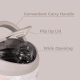 HydroJug tapa-voltante-impermeable evita filtraciones y facilita transporte seguro.