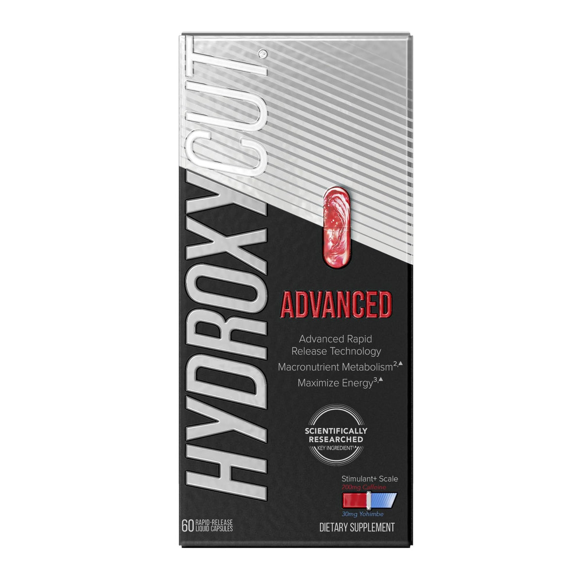Hydroxycut Advanced: bote de cápsulas, energía sostenida para el día