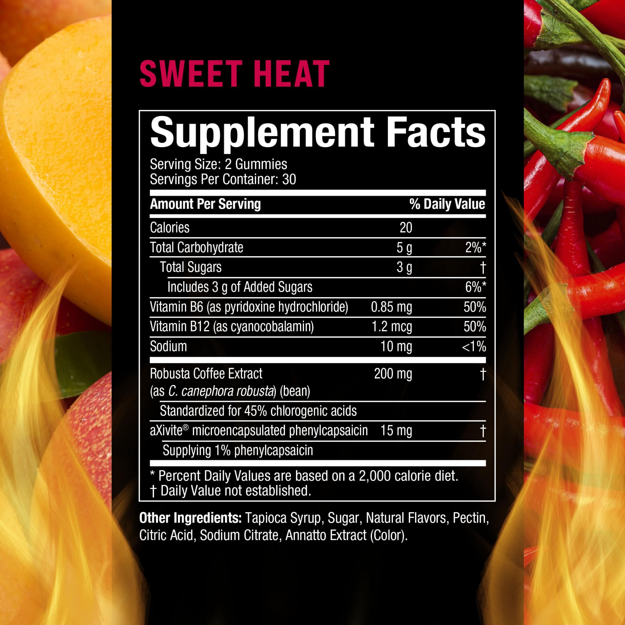 Gomitas Hydroxycut Dulce Calor, textura suave y sabor delicioso para cualquier momento.