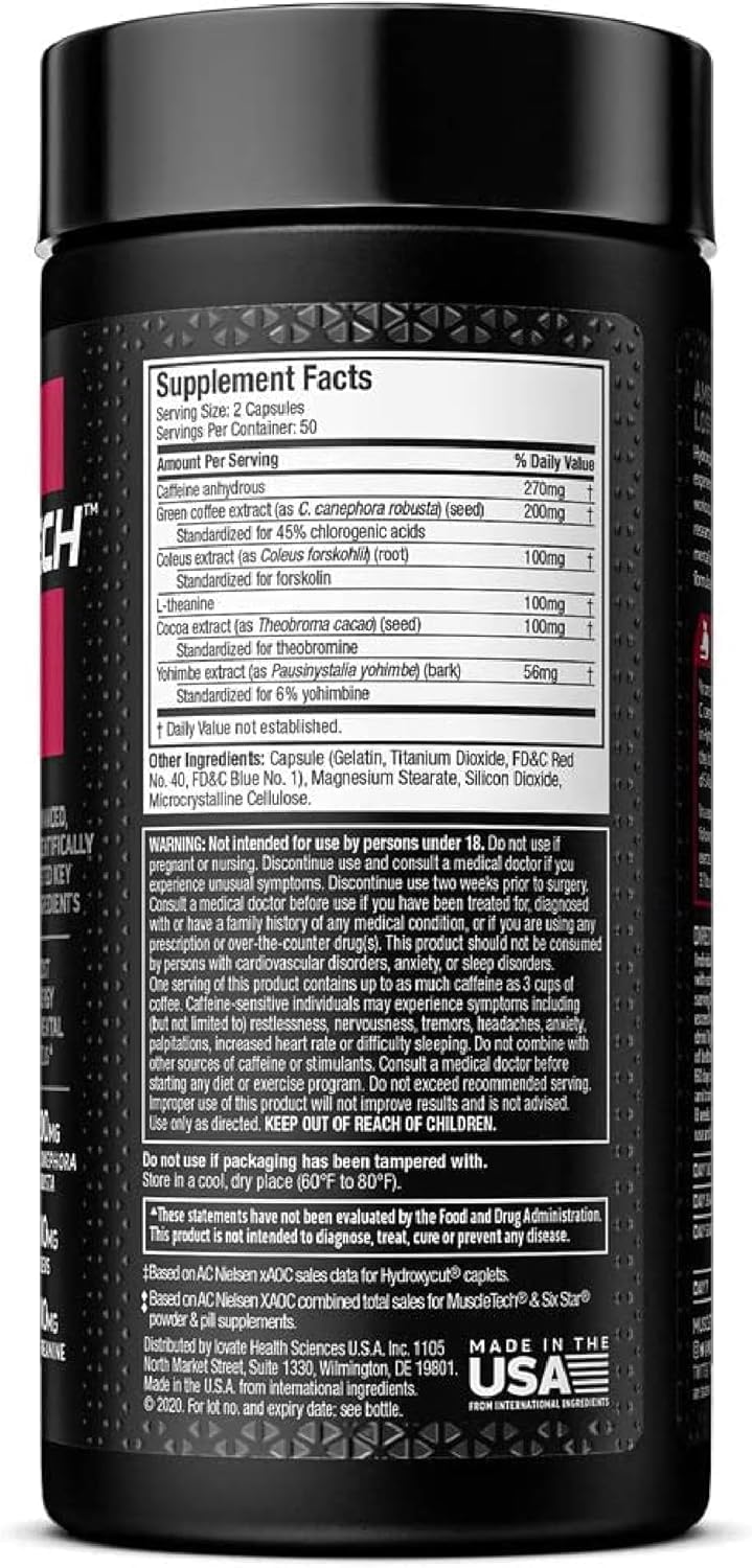 Hydroxycut Hardcore Elite: cápsulas de liberación rápida para energía diaria y foco.