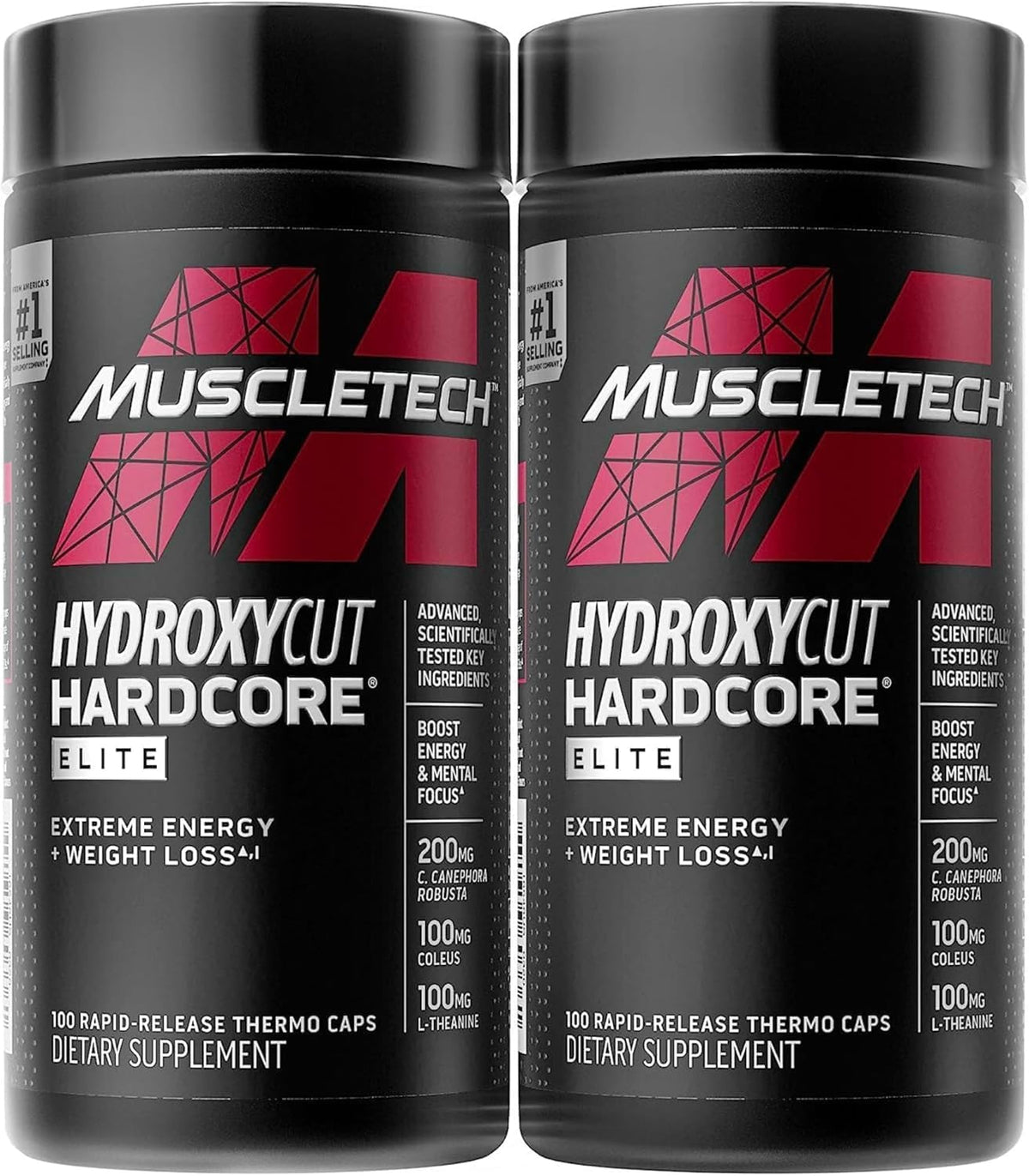Hydroxycut Hardcore Elite: empaque frontal que destaca la marca y facilita la decisión de compra.