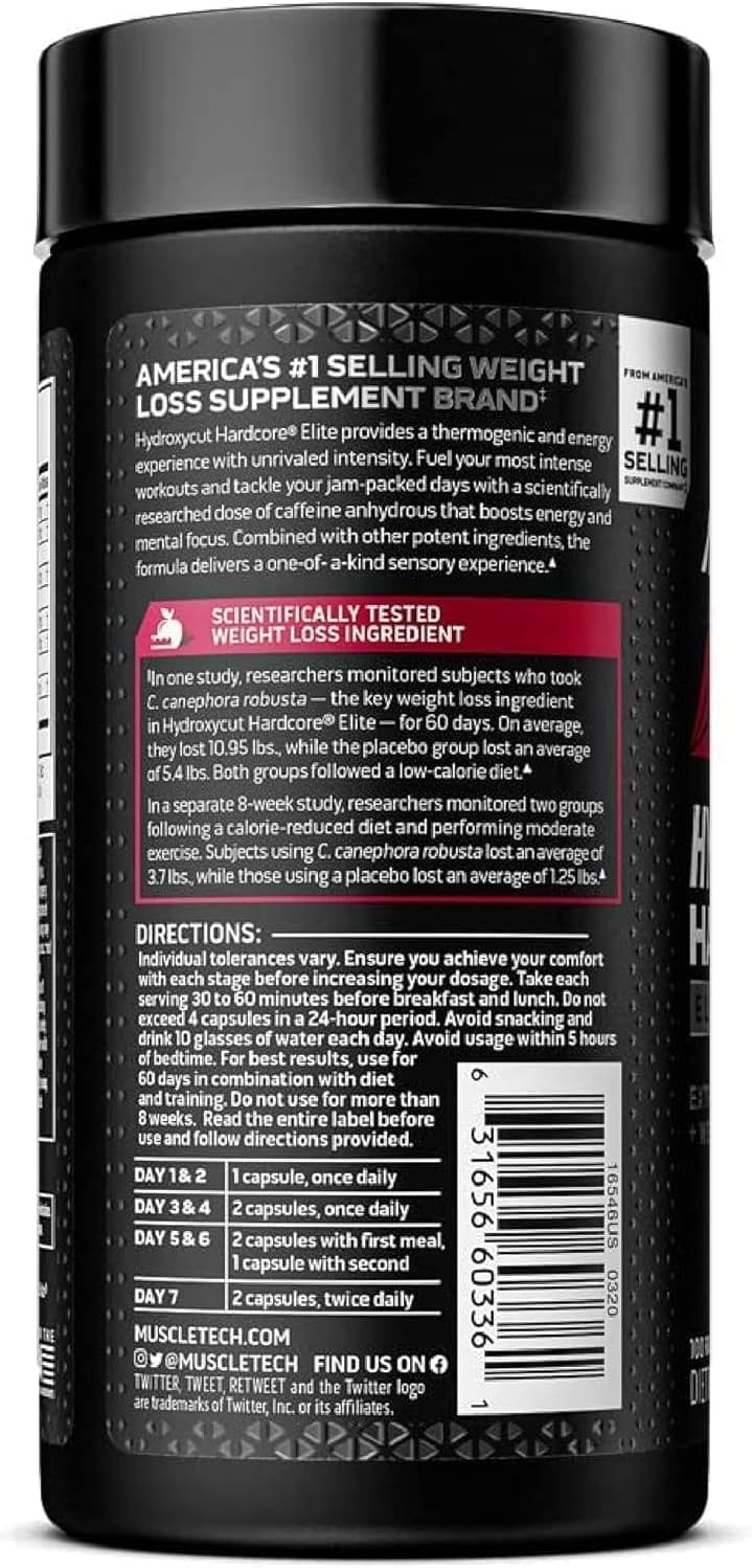 Hydroxycut Hardcore Elite: ingredientes clave para una experiencia sensorial elevada.