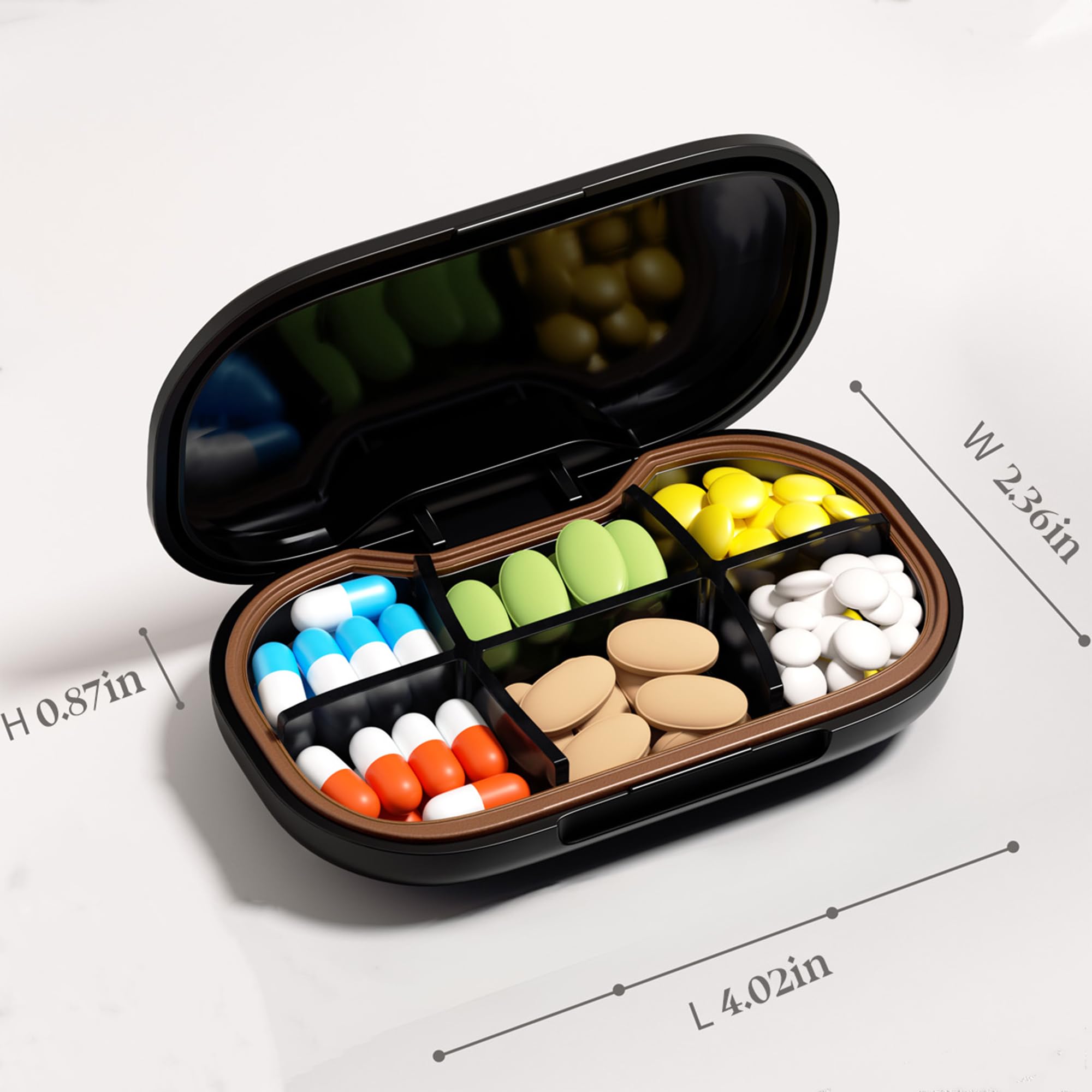 HyJeryty organizador ordenado con 6 secciones para suplementos
