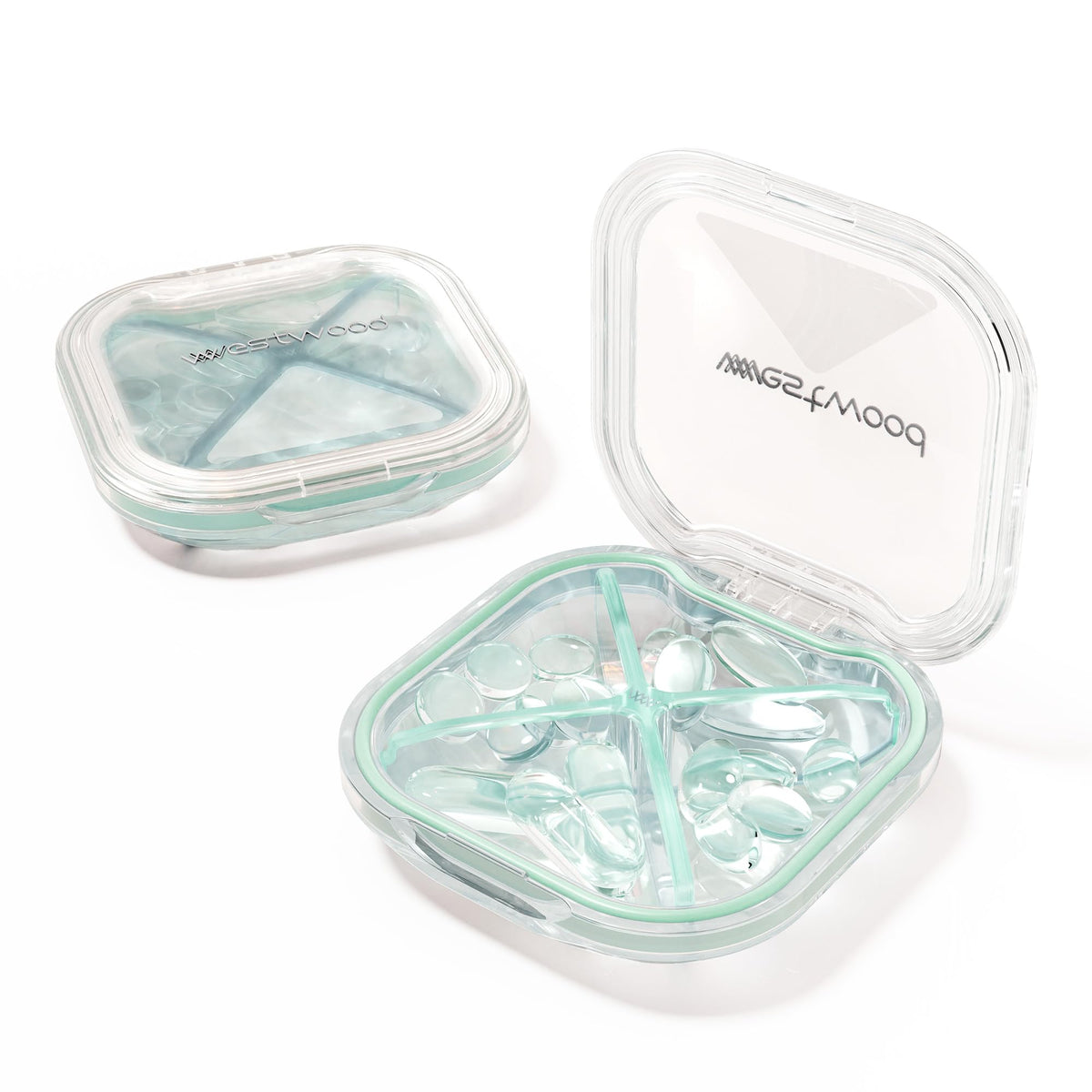 HyJeryty organizador de pastillas, vista frontal, para dosis diarias ordenadas
