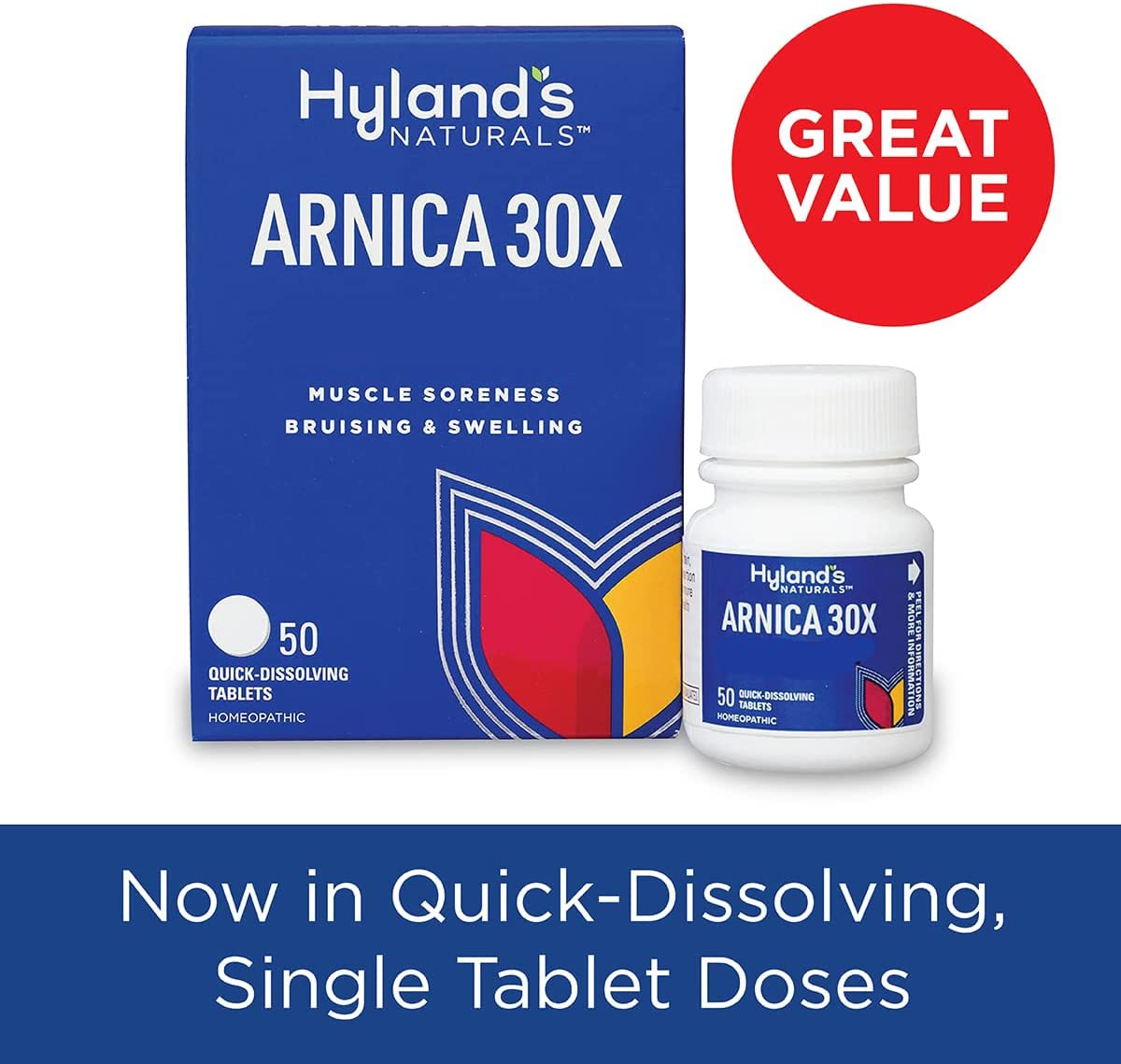 Hyland's Arnica 30x, tabletas de disolución oral rápida para uso diario