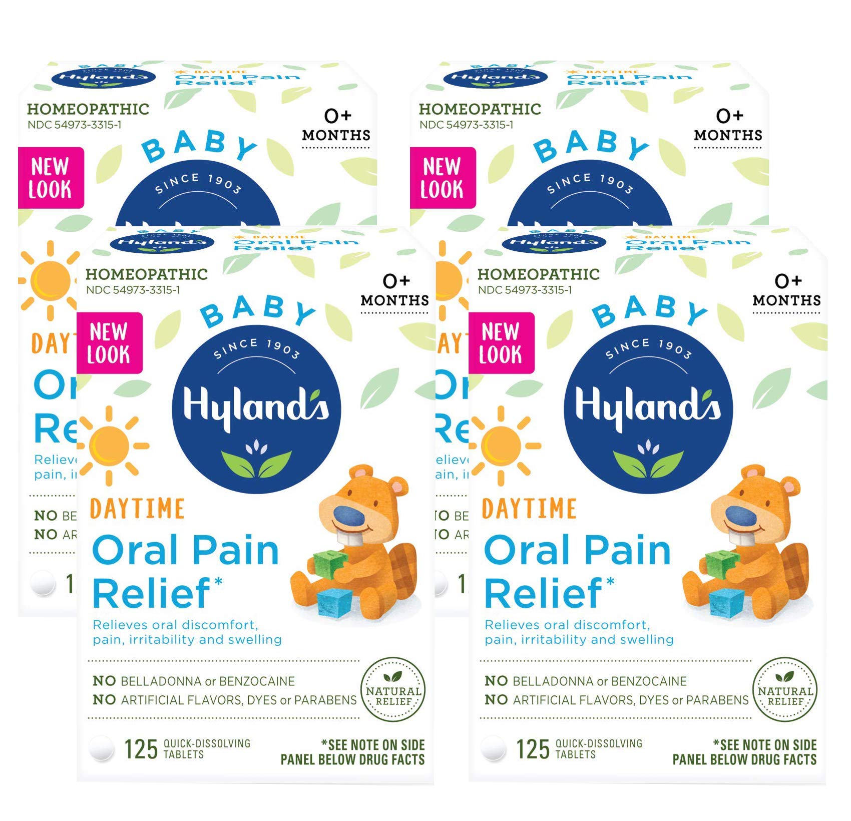 Hyland's Bebé tabletas alivio oral, se disuelven rápido para molestias en encías.