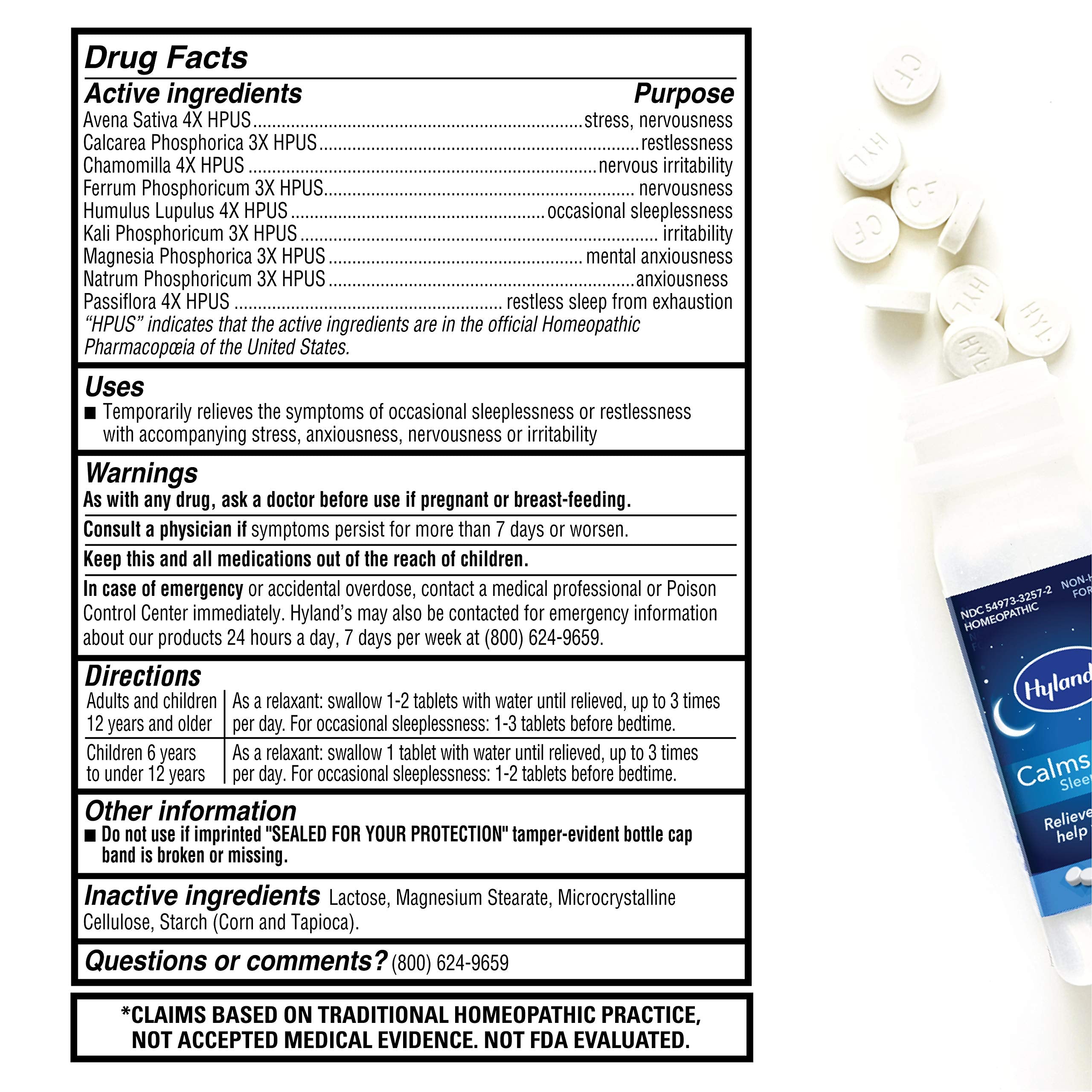 Hyland's Calms Forte pastillas que se disuelven fácilmente para alivio
