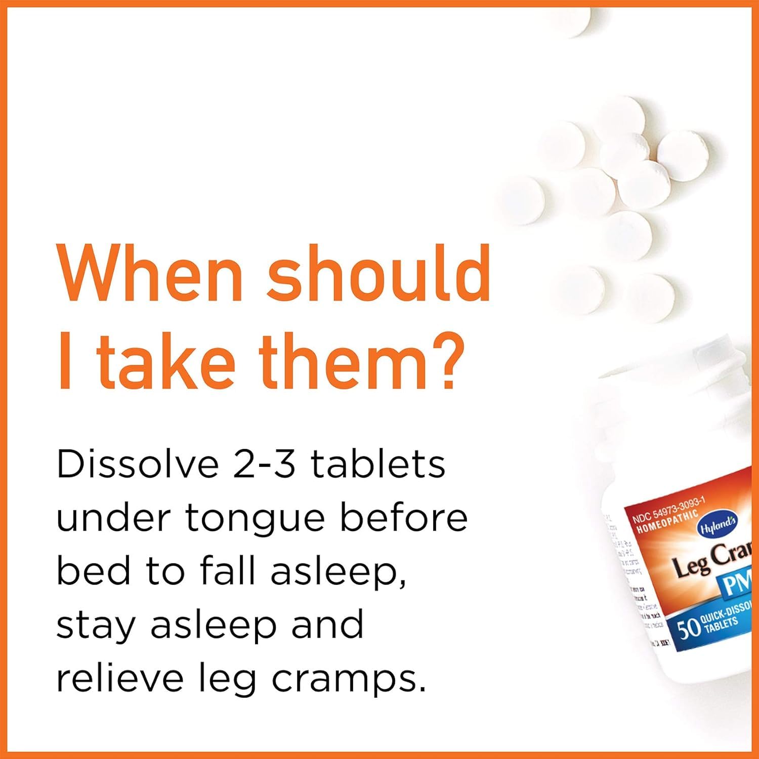 Primer plano de tabletas Hyland's Leg Cramps PM para uso diario