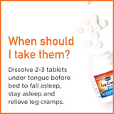 Primer plano de tabletas Hyland's Leg Cramps PM para uso diario
