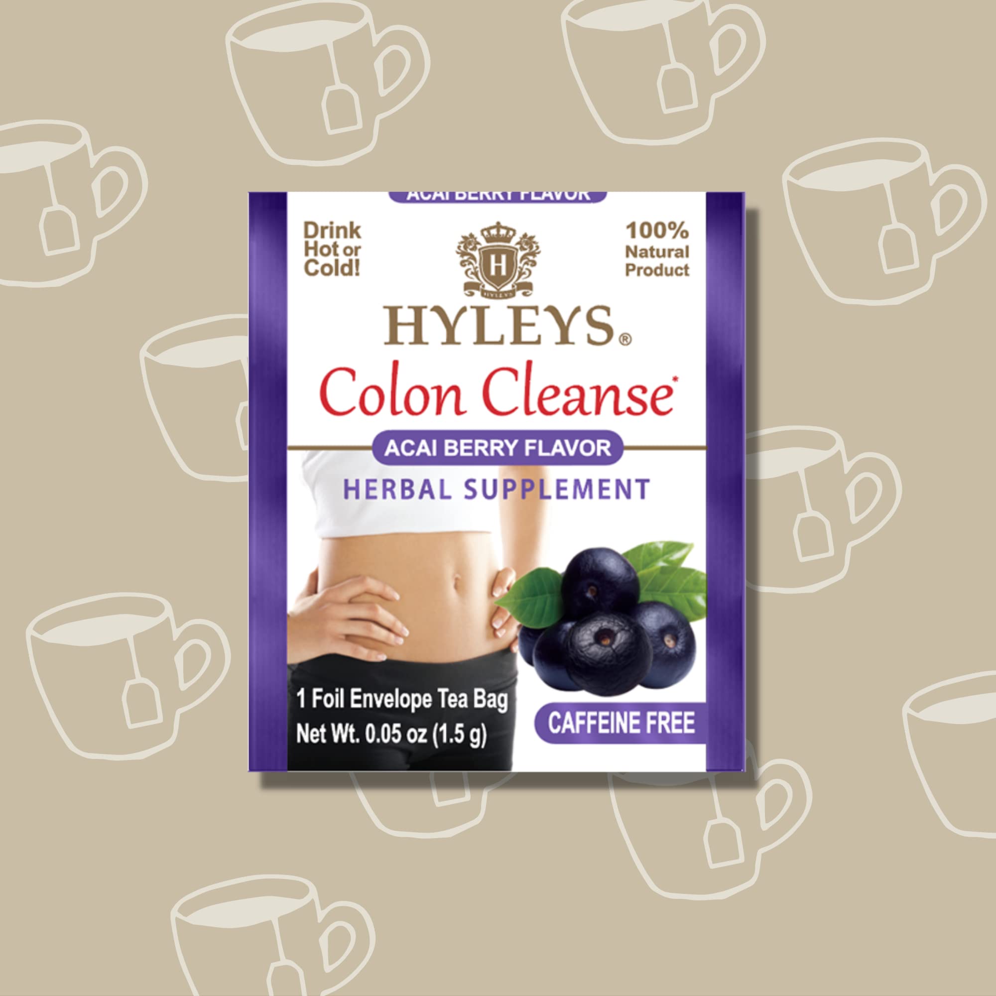 Té sin cafeína Hyleys Colón Cleanse, opción relajante nocturna.