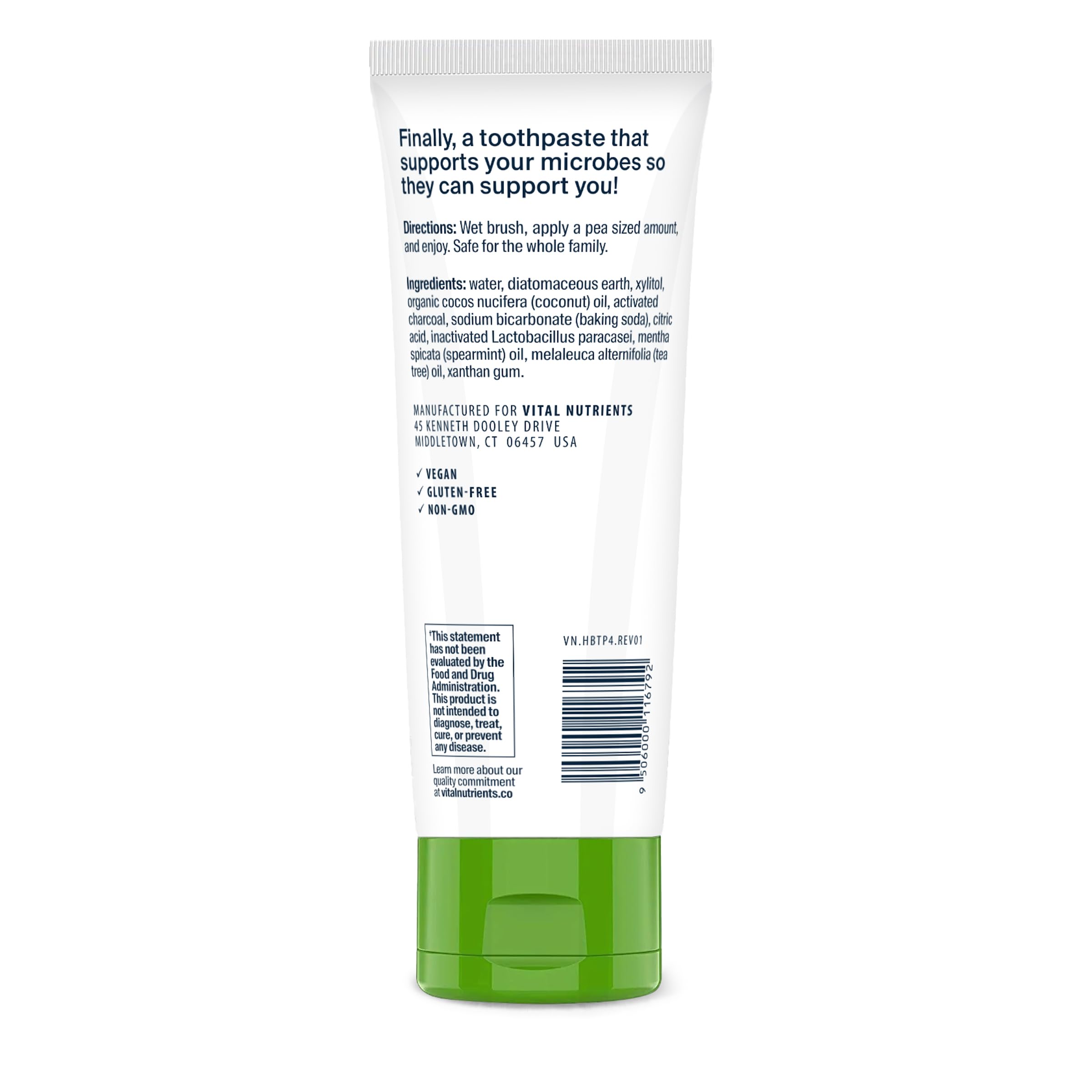 Primer plano de dientes blancos con Hyperbiotics para un blanqueamiento suave.