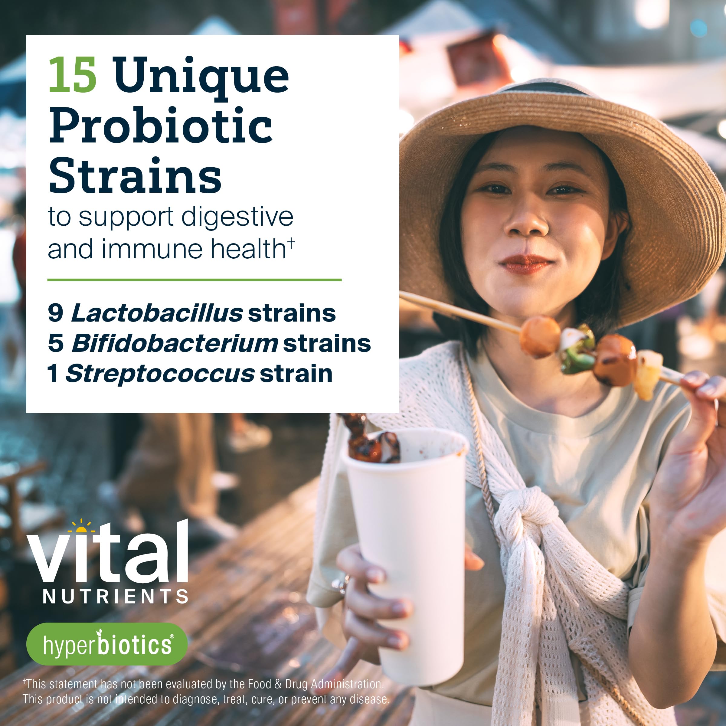Hyperbiotics Pro-15 — formato vegano libre de gluten y lácteos
