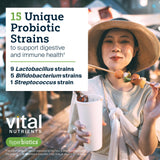 Hyperbiotics Pro-15 — formato vegano libre de gluten y lácteos