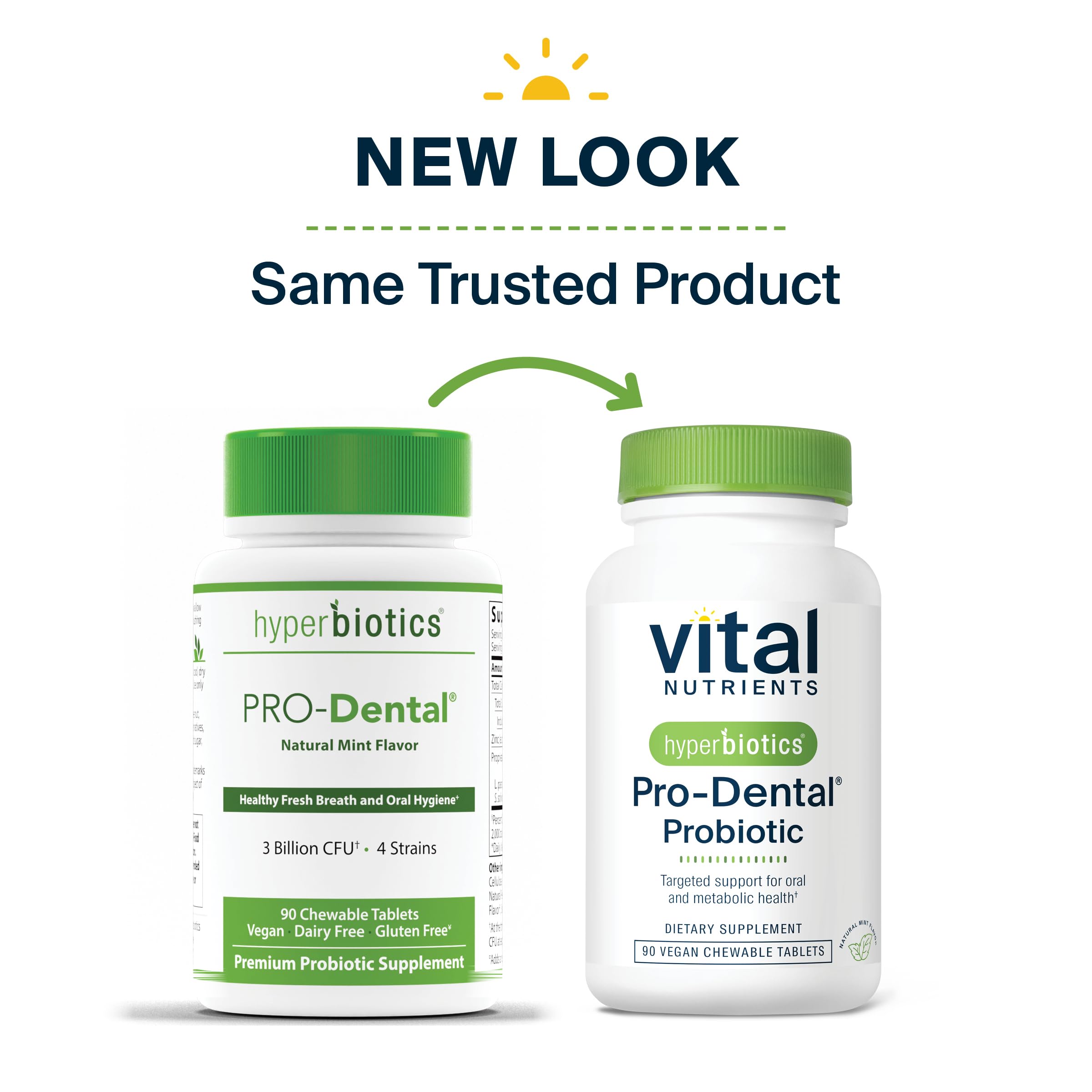 Hyperbiotics Pro Dental caja informativa, información clara.