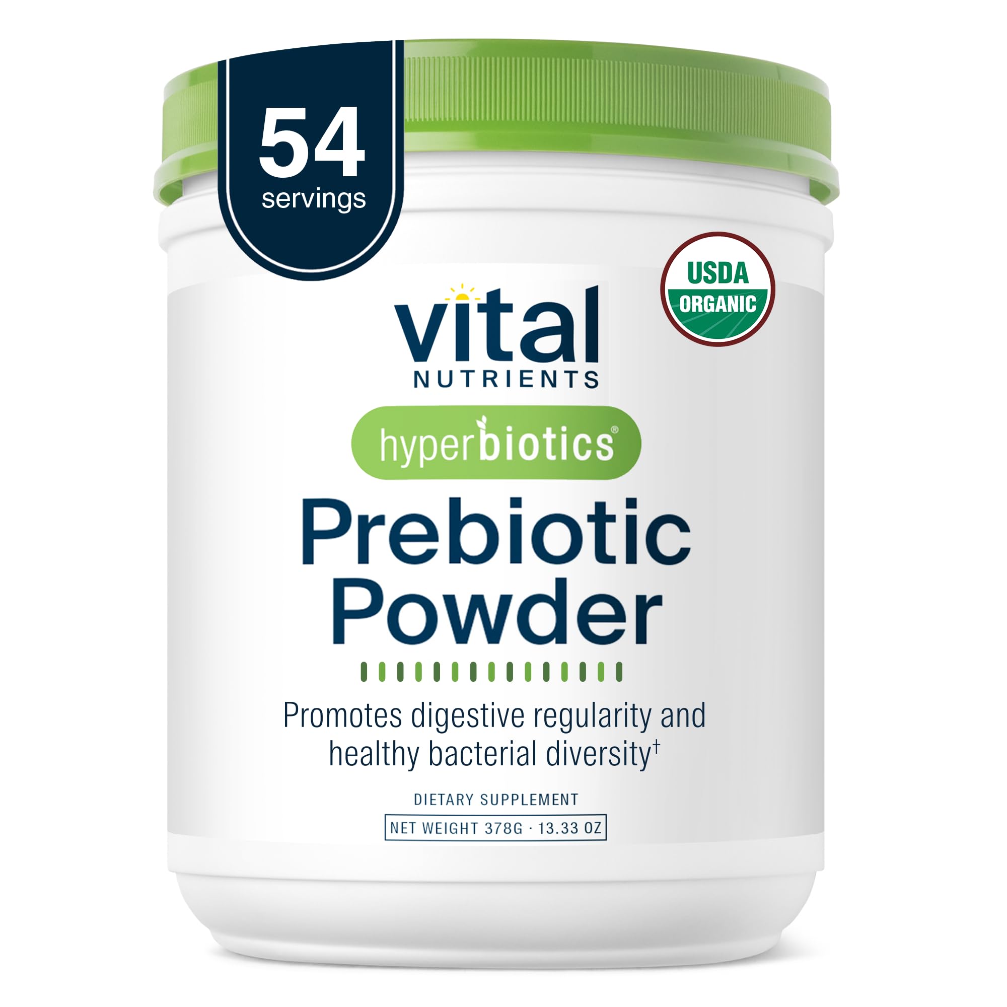 Hyperbiotics Vital Nutrients, polvo prebiótico orgánico listo para mezclar, apoyo suave a la digestión