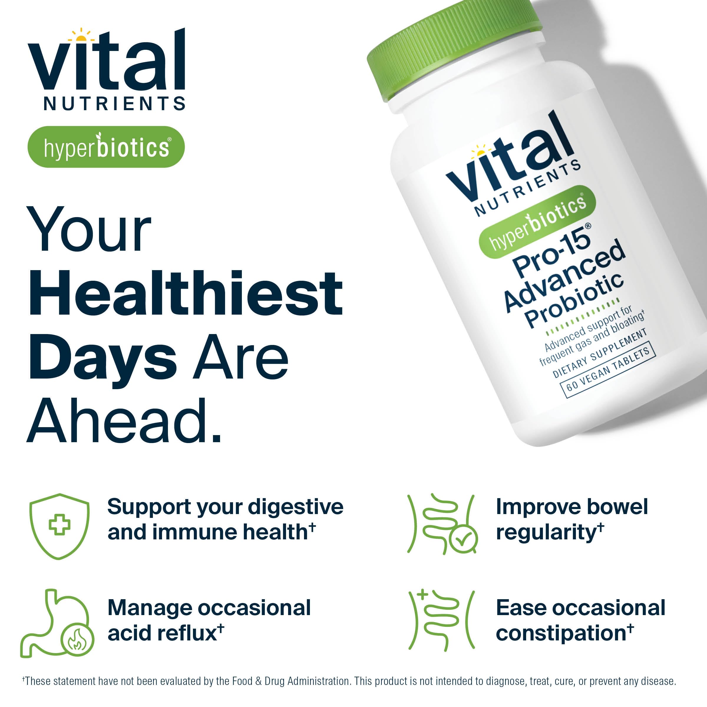 Hyperbiotics Vital Nutrientes Pro-15: fórmula vegana estable sin necesidad de refrigerar.