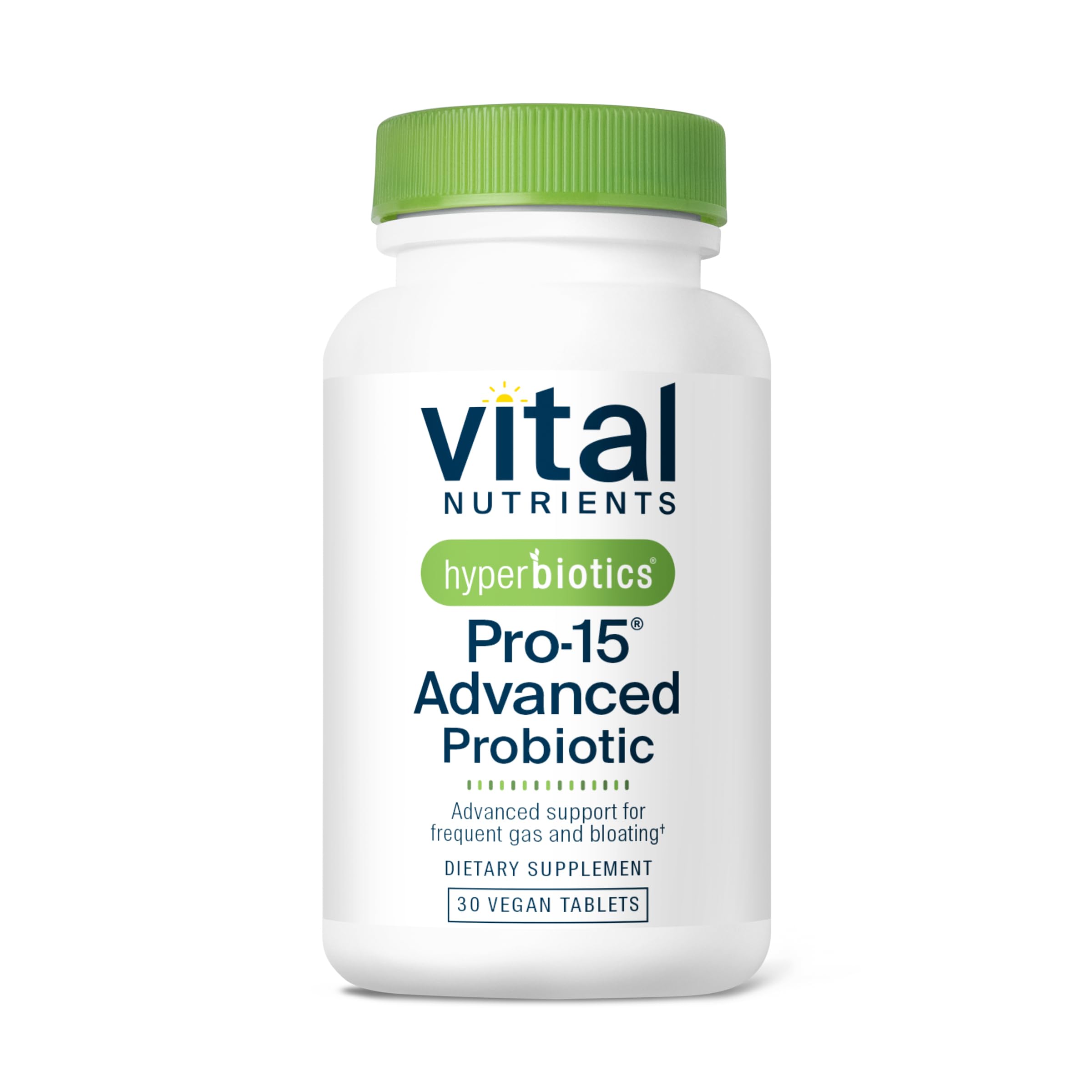 Hyperbiotics Vital Nutrients Pro-15, caja frontal, apoyo digestivo diario.