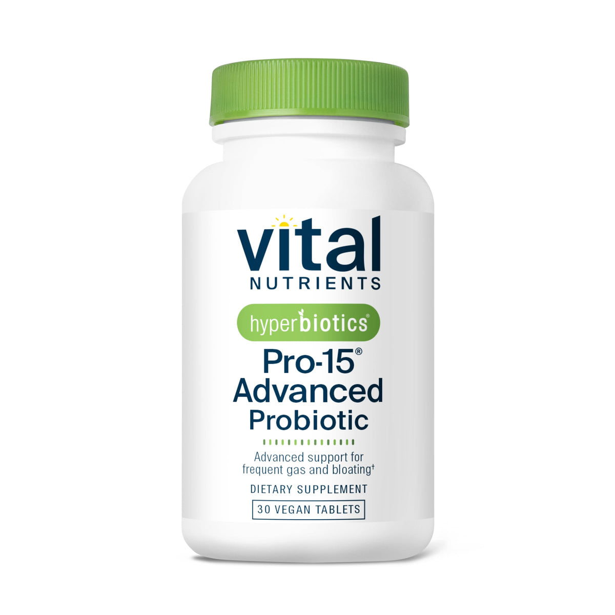Hyperbiotics Vital Nutrients Pro-15, caja frontal, apoyo digestivo diario.