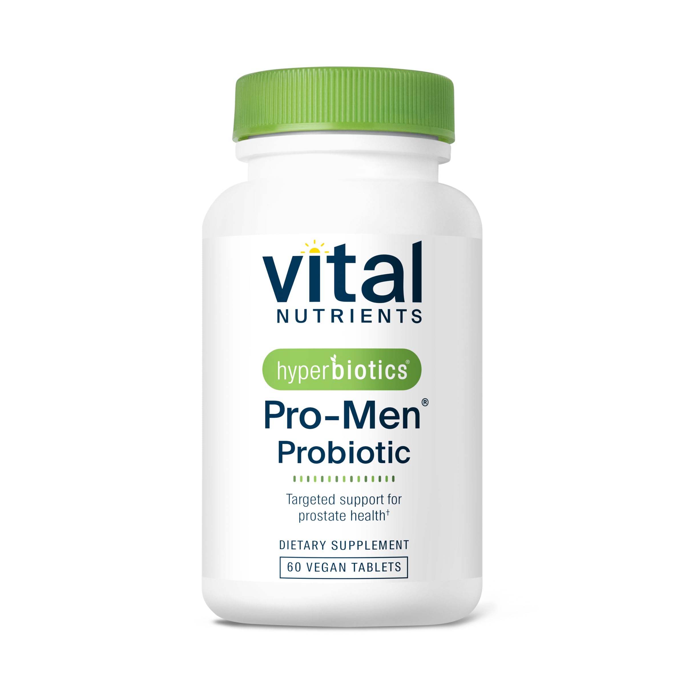 Hyperbiotics Vital Nutrients Pro Men Probiotics: botella apta para uso diario y balance intestinal.